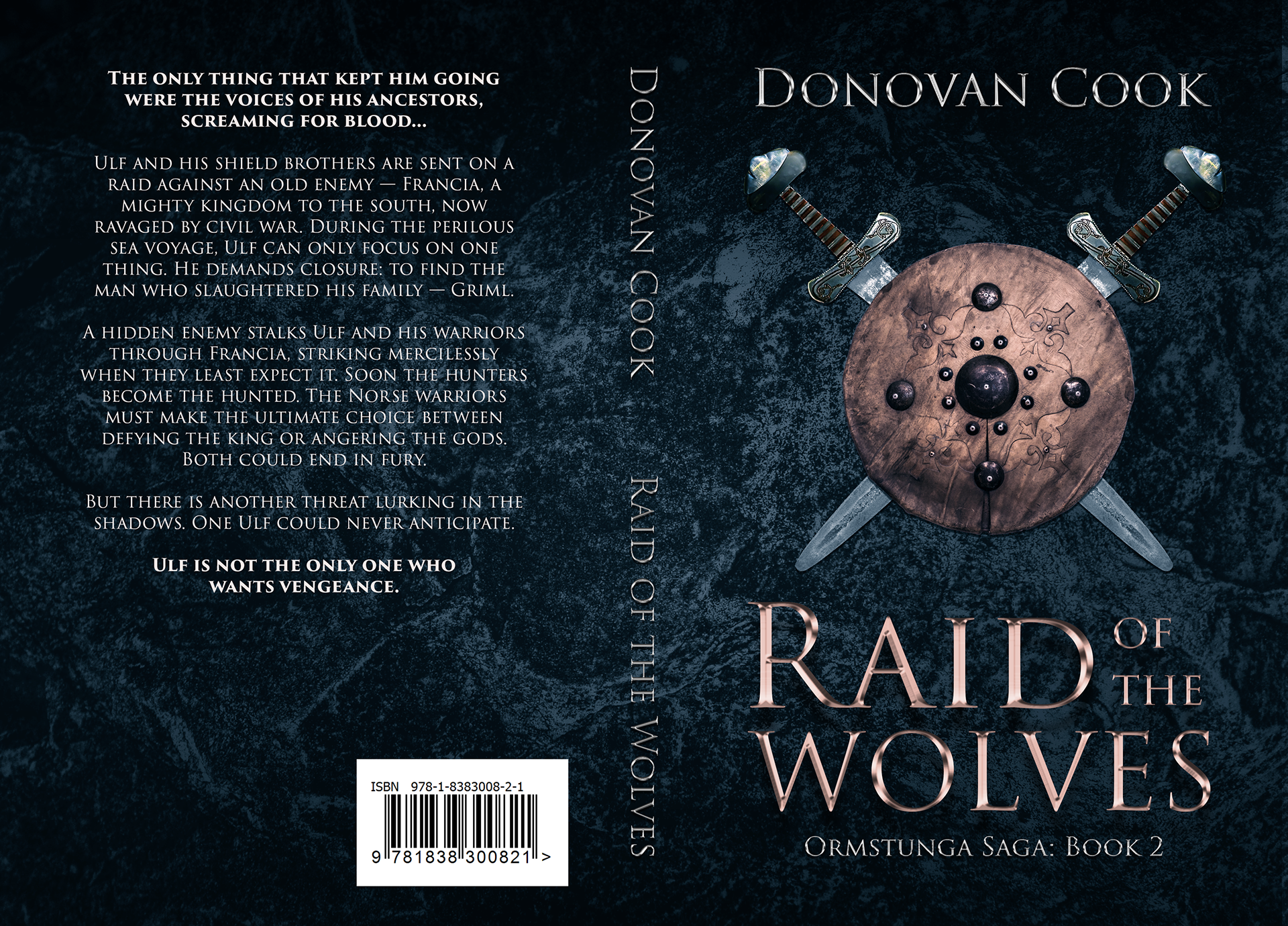 Print Spread book for the novel "Raid of Wolves."