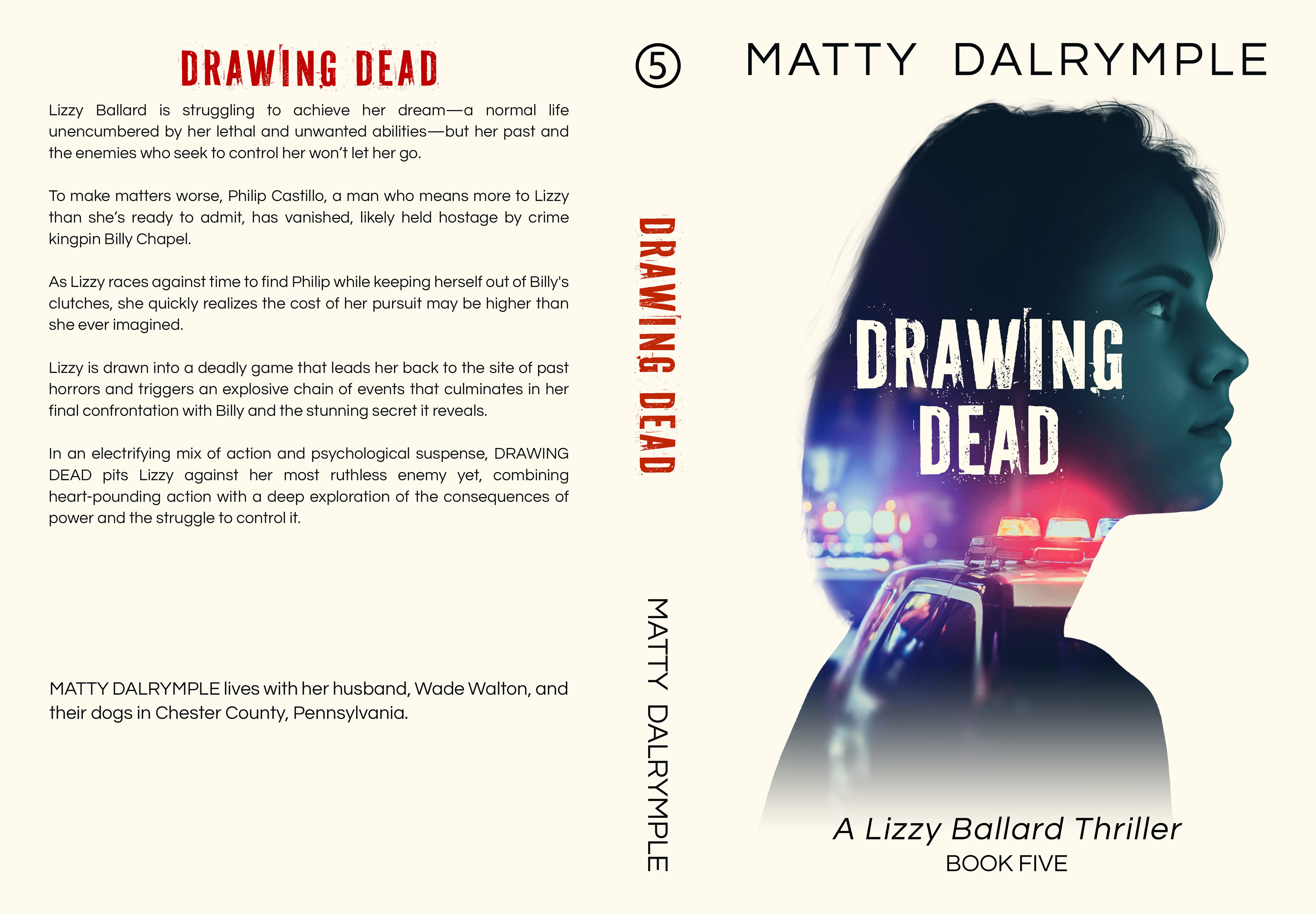 Full print spread design for "Drawing Dead" by Matty Dalrymple