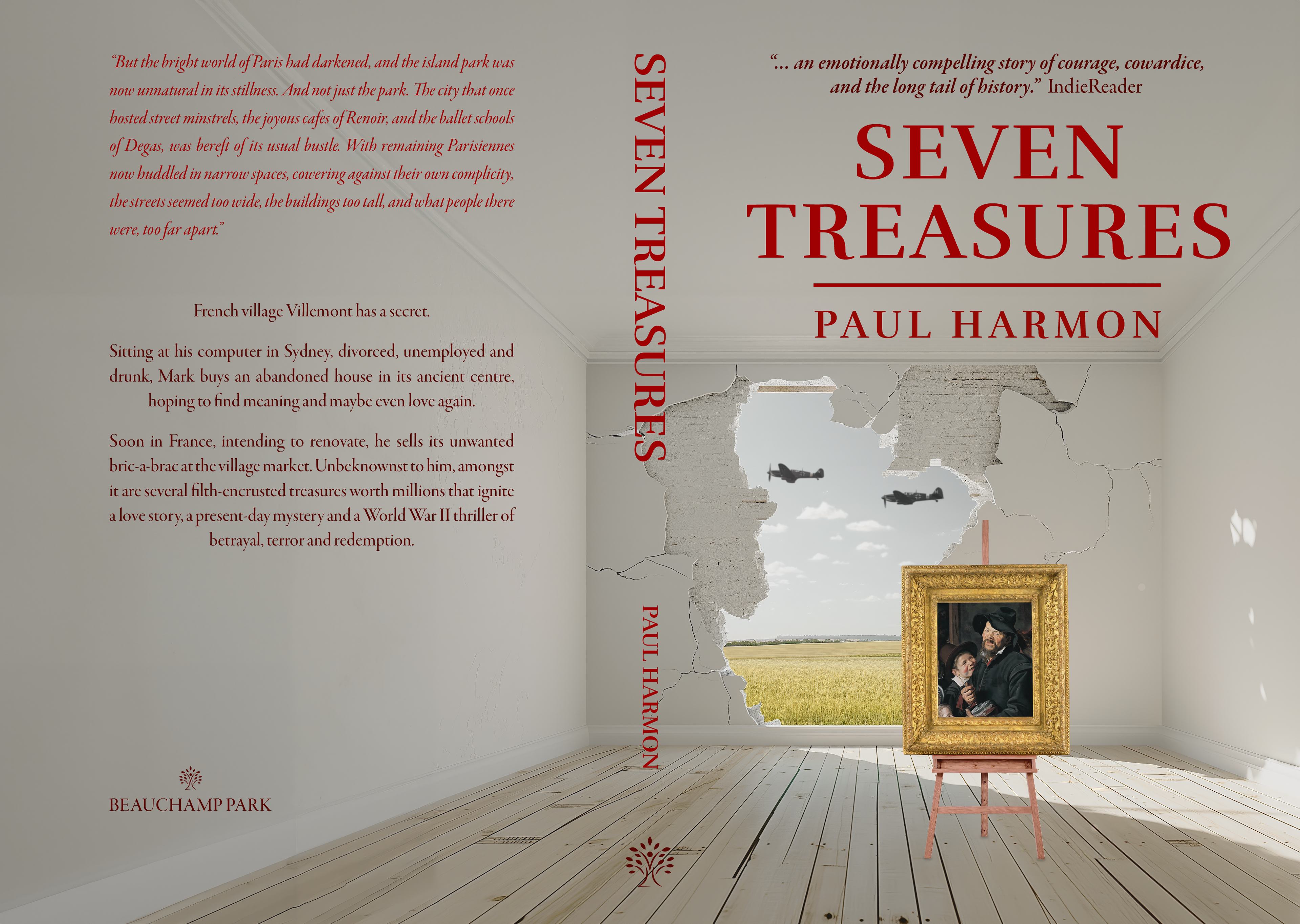 Alternate print book spread design for "Seven Treasures" by Paul Harmon