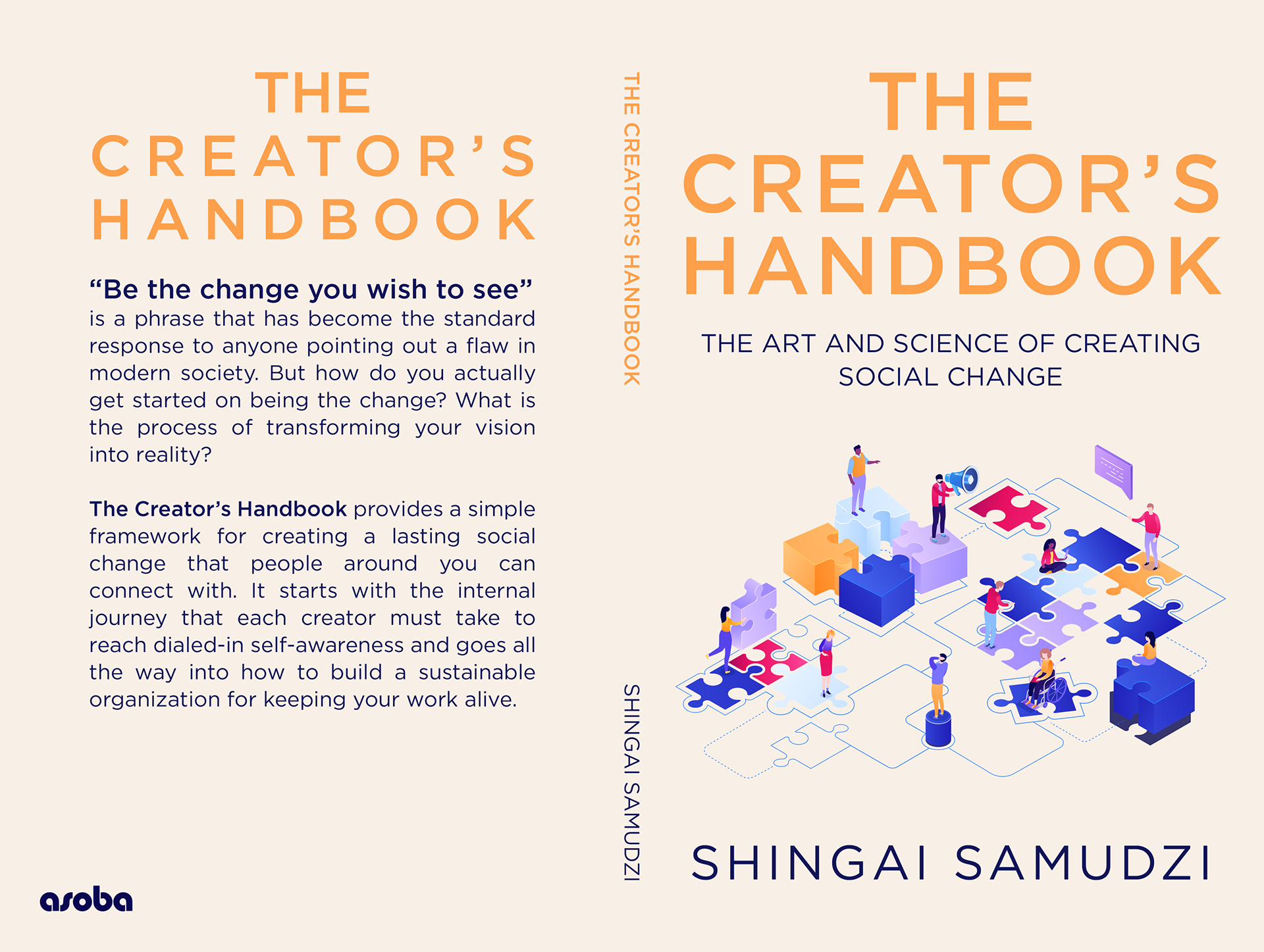 Full print spread design for the "The Creator's Handbook" for Shingai Samudzi