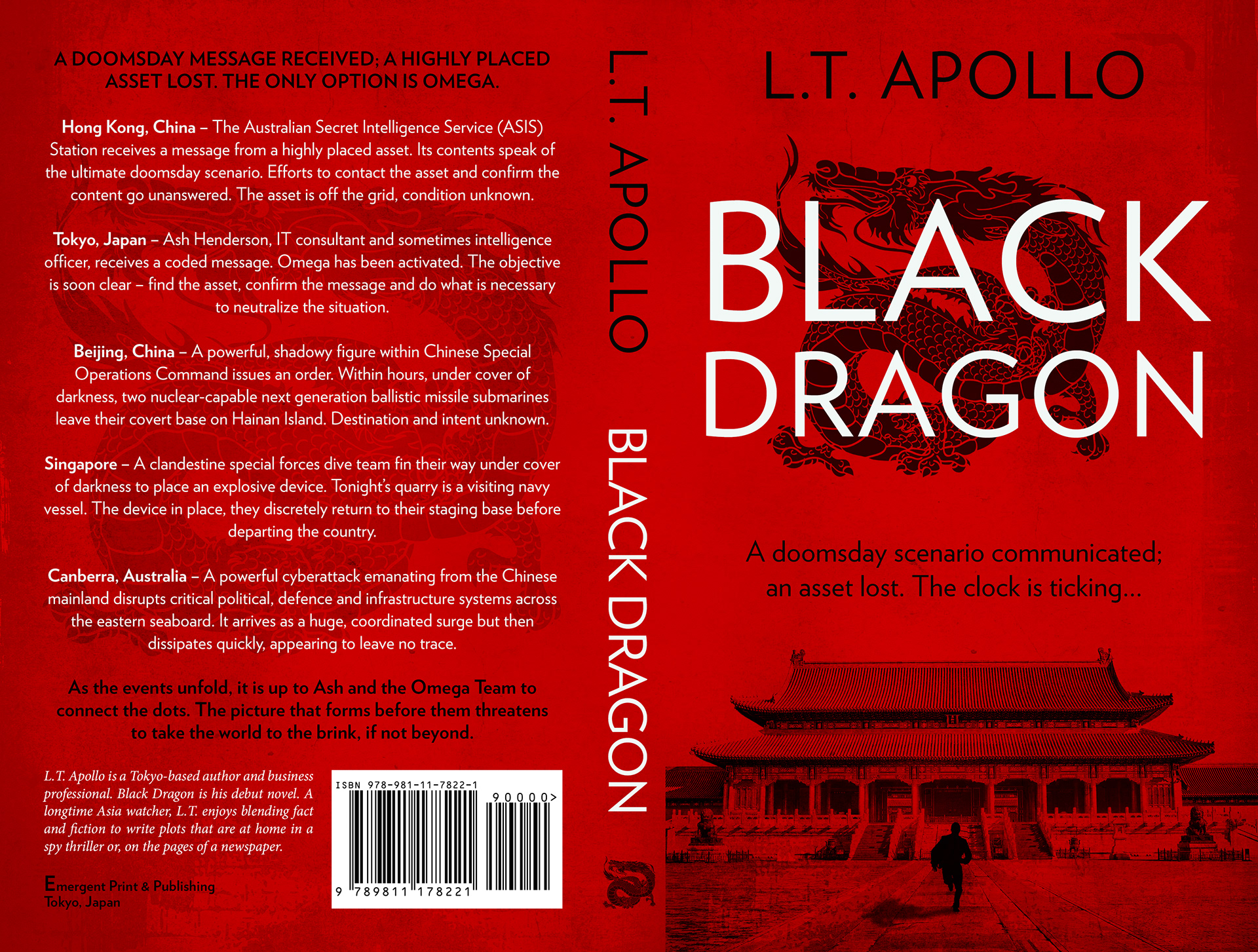 Full print spread design for "Black Dragon" by L.T. Apollo