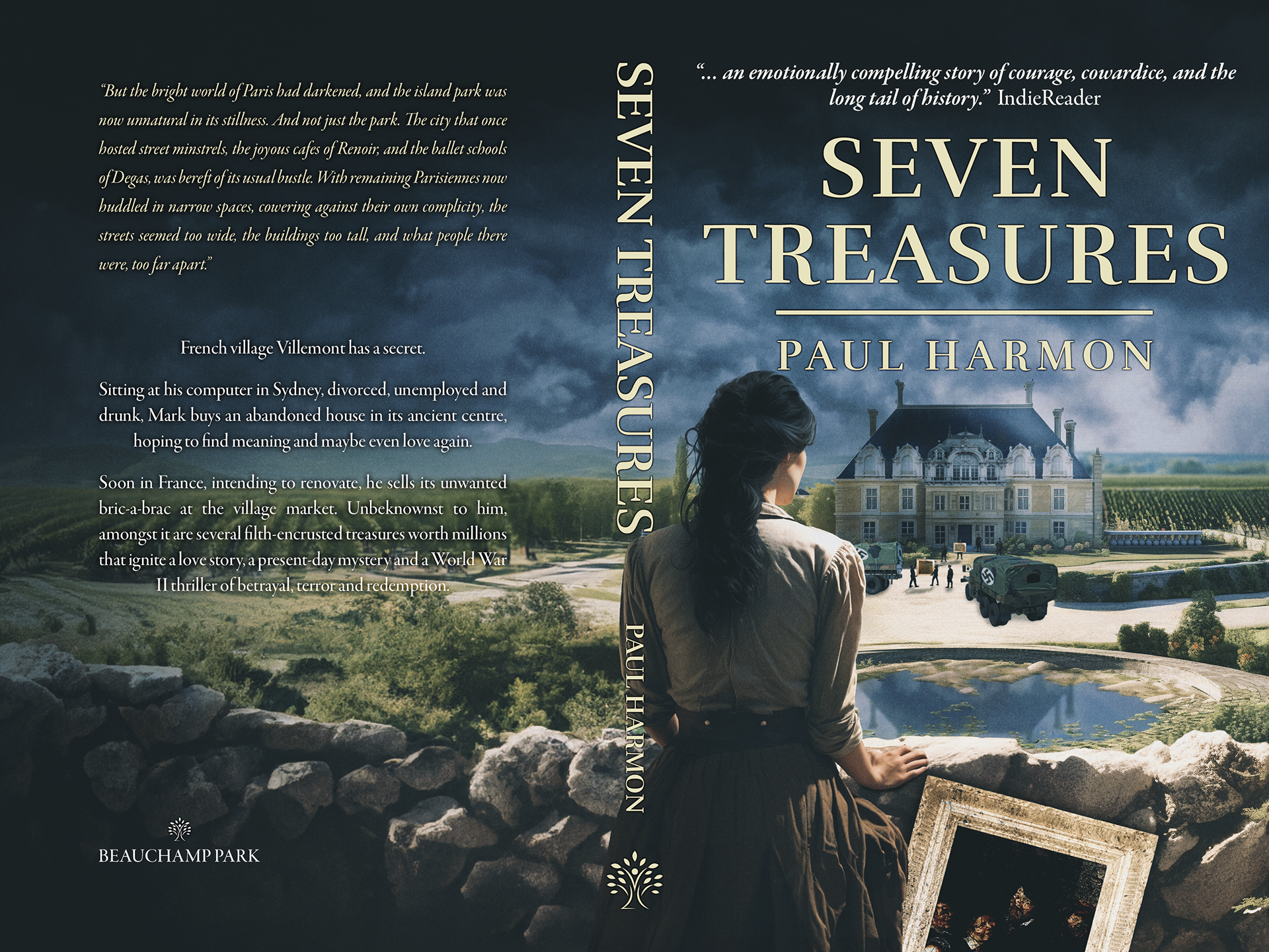 Full print spread design for "Seven Treasures" by Paul Harmon