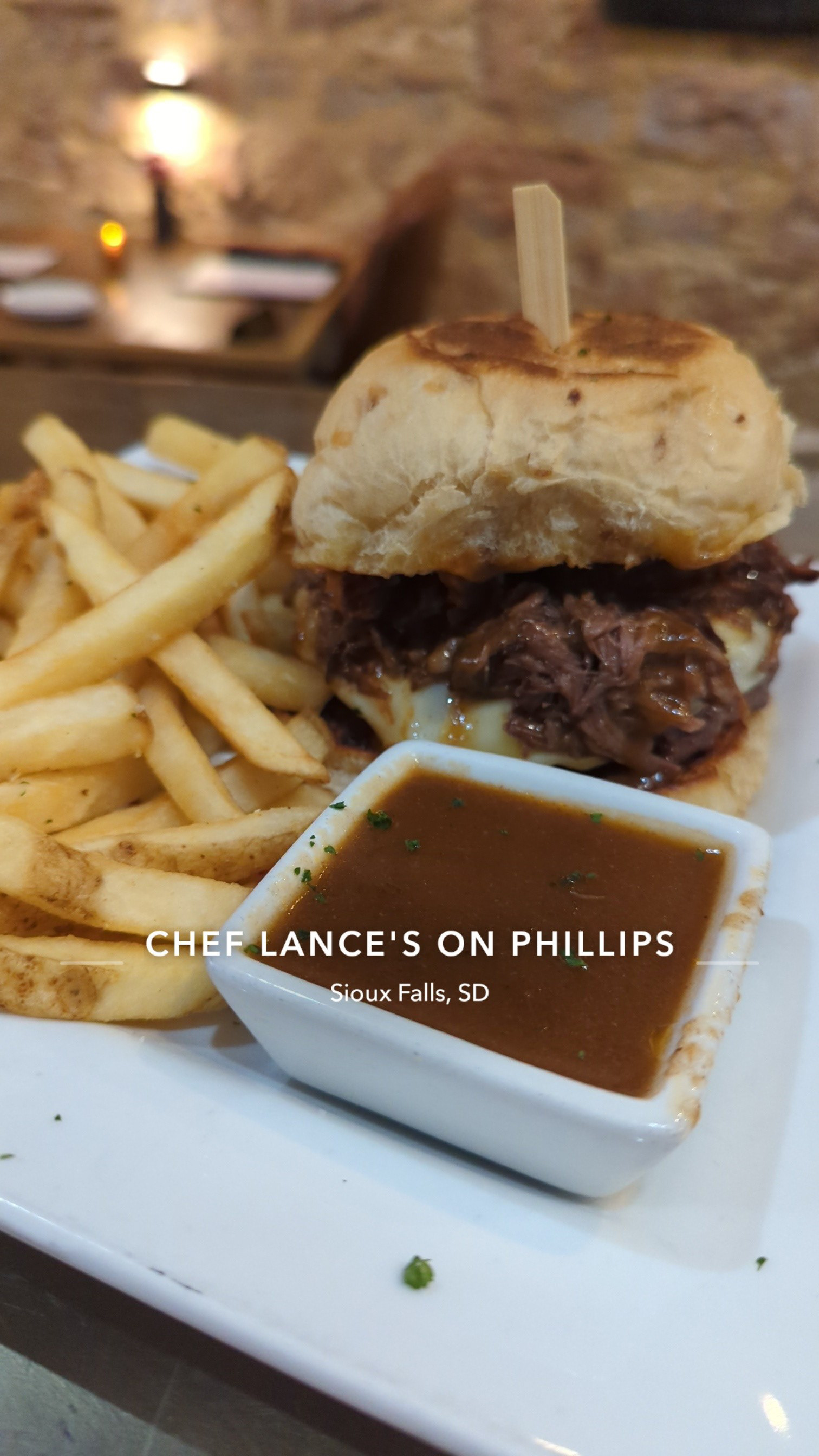Chef Lance's Poutine Burger - Chef Lance on Phillips - Certified Angus Beef Patty/Smoked Provolone/Toasted Onion Bun/Garlic Mayo/Braised Short Rib/Fried Cheese Curds/Side of Gravy/Side of Fries.   OPEN: Tues thru Saturday from 5-9 PM.             Available for Carryout on Tues, Wed & Thursday only. No Delivery Available. 