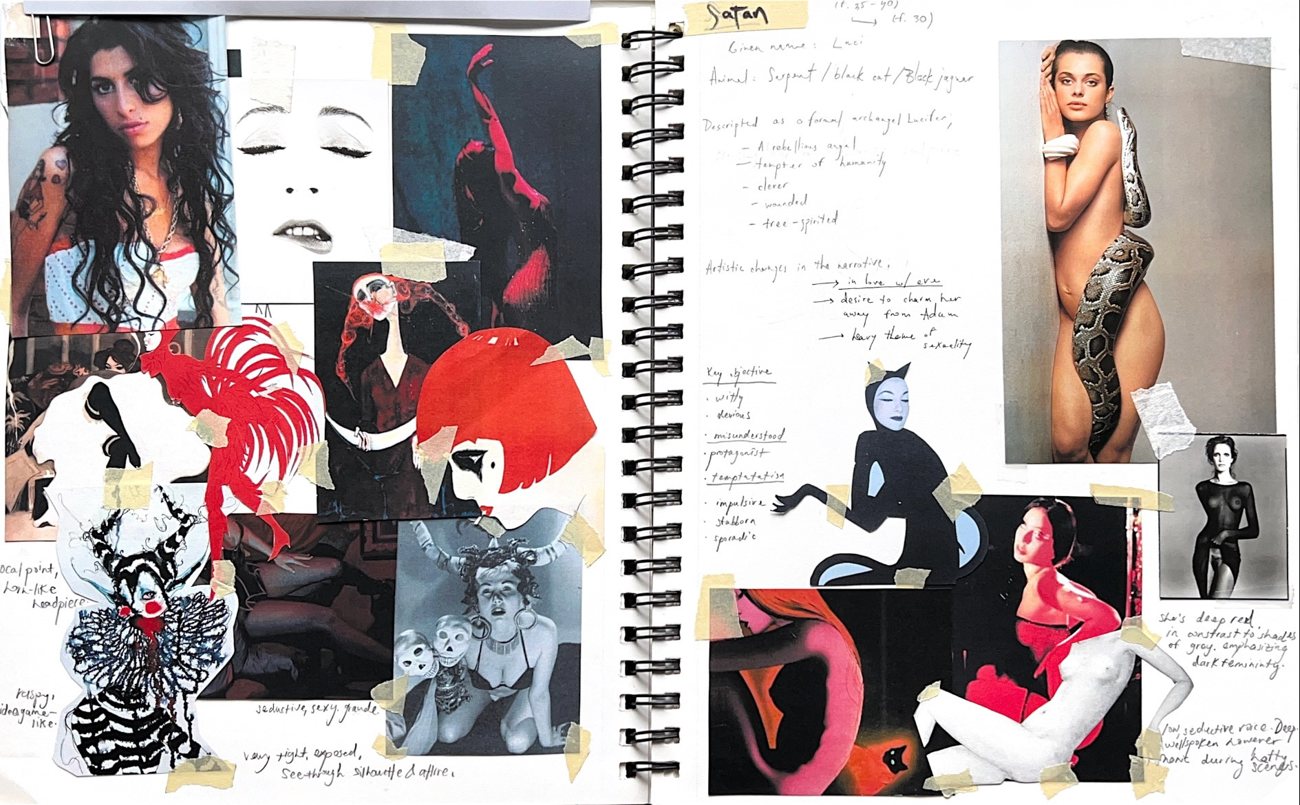 Vision board for Satan's costume rendering, 2024