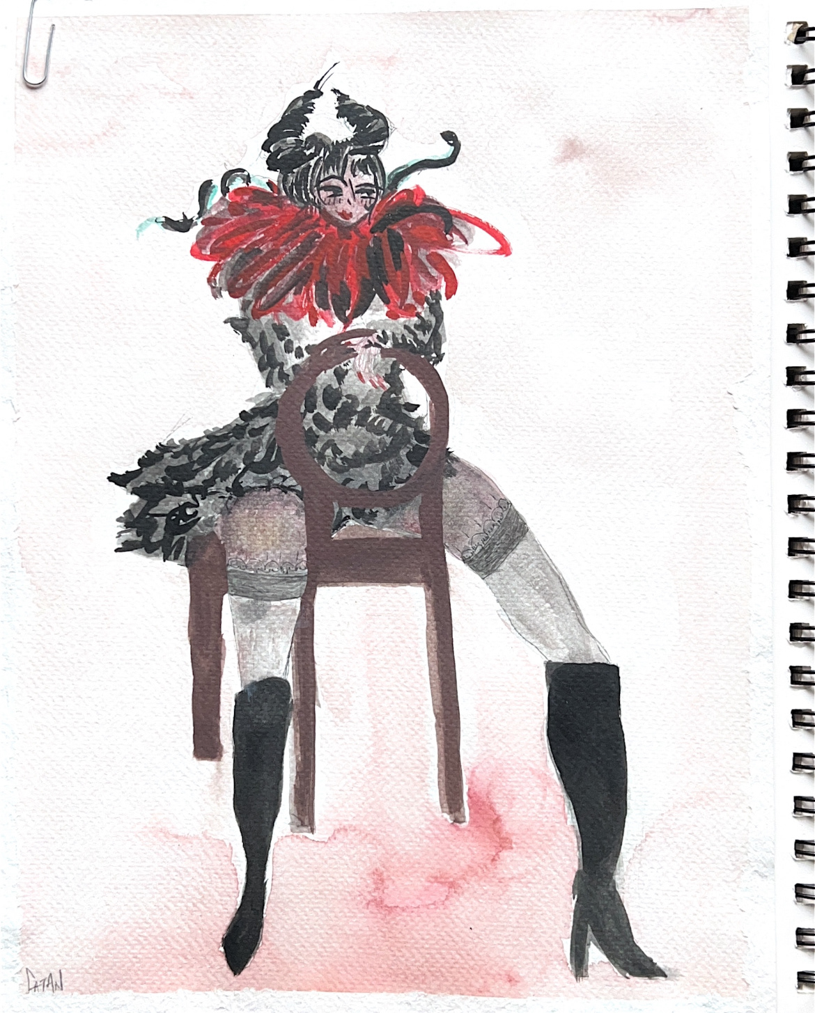 Watercolour, final rendering of Satan (2), 2024