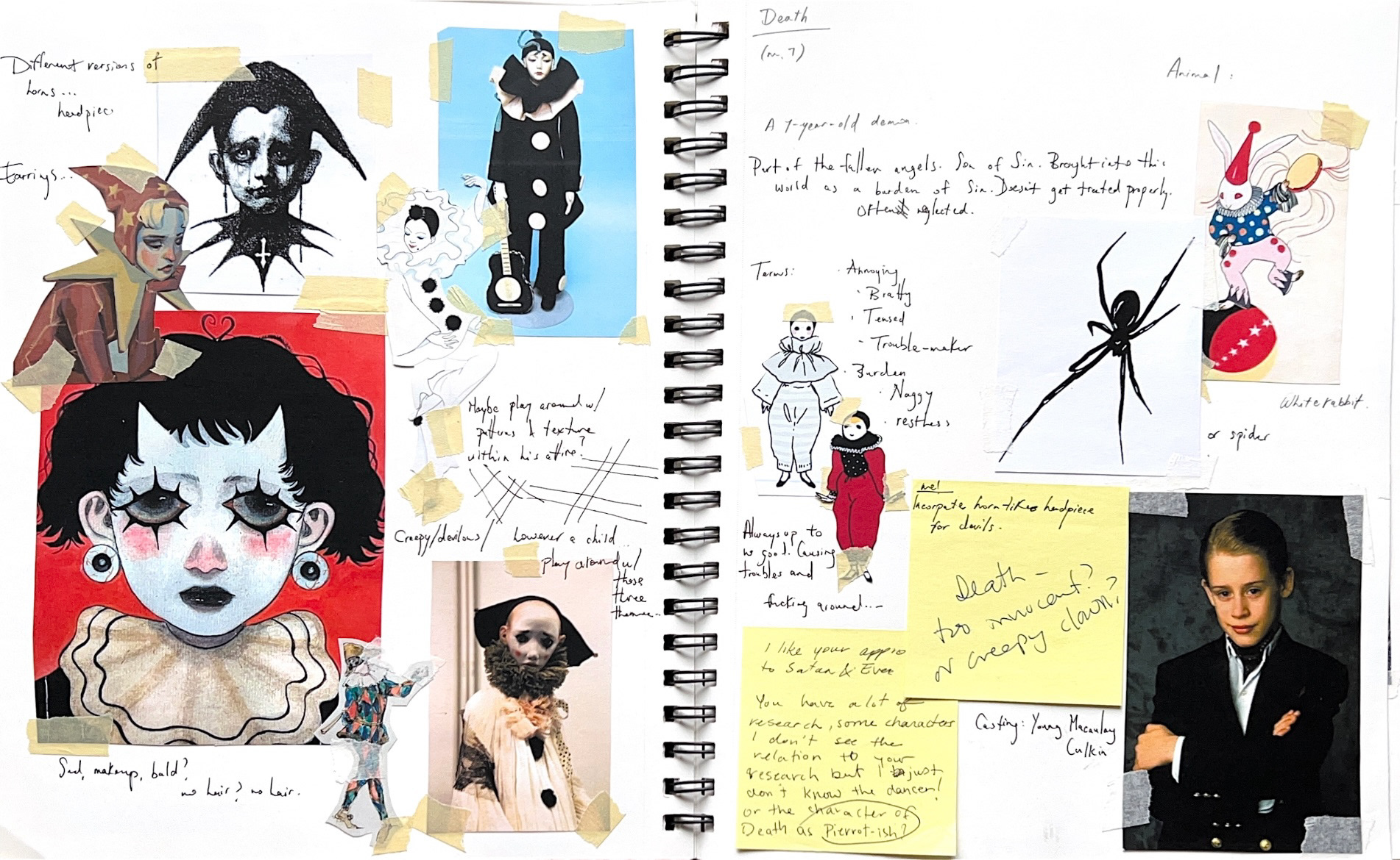 Vision board for Death's costume rendering, 2024
