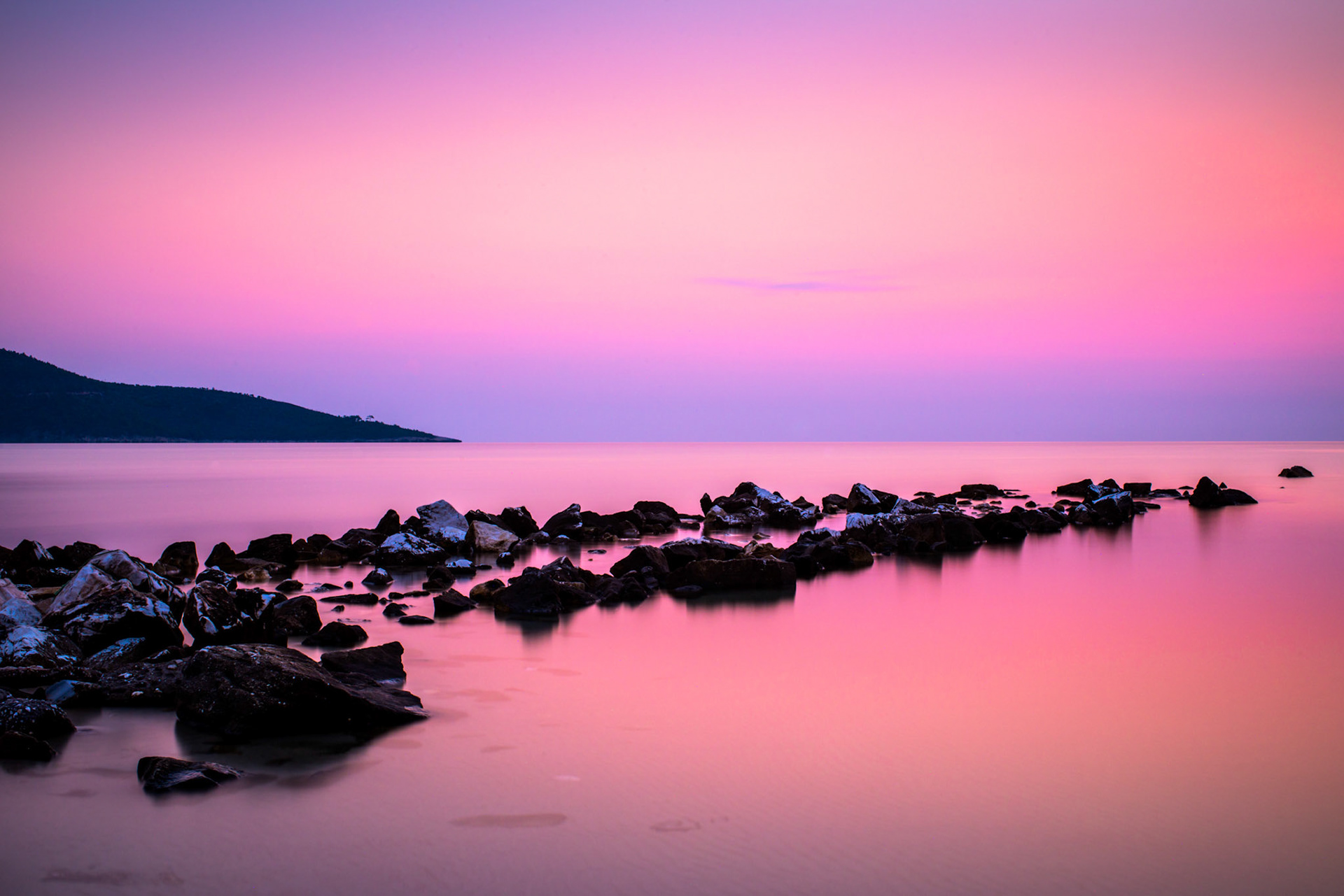 Seascape of dawn, from Potamia beach, Thasos island, Greece.