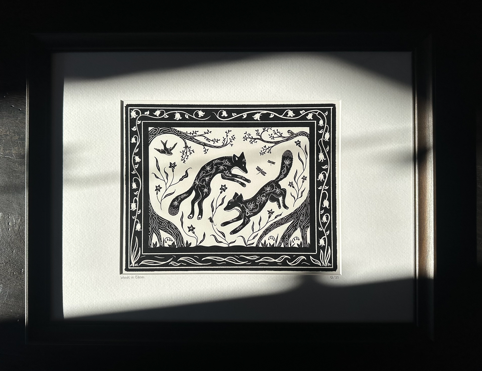 Woods in Bloom. Drawn on photoshop, printed & framed.