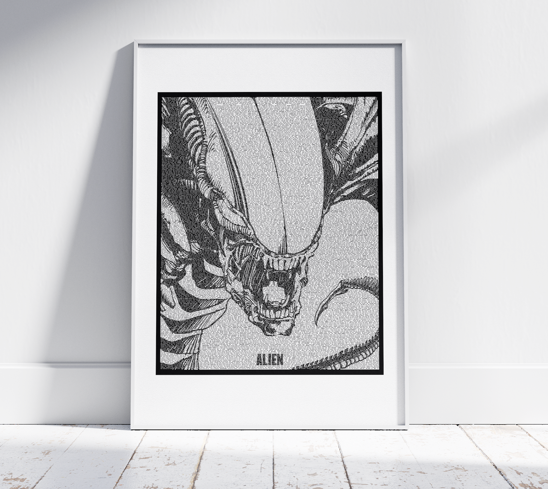 Alien poster I designed in photoshop and illustrator containing the entire film's script.