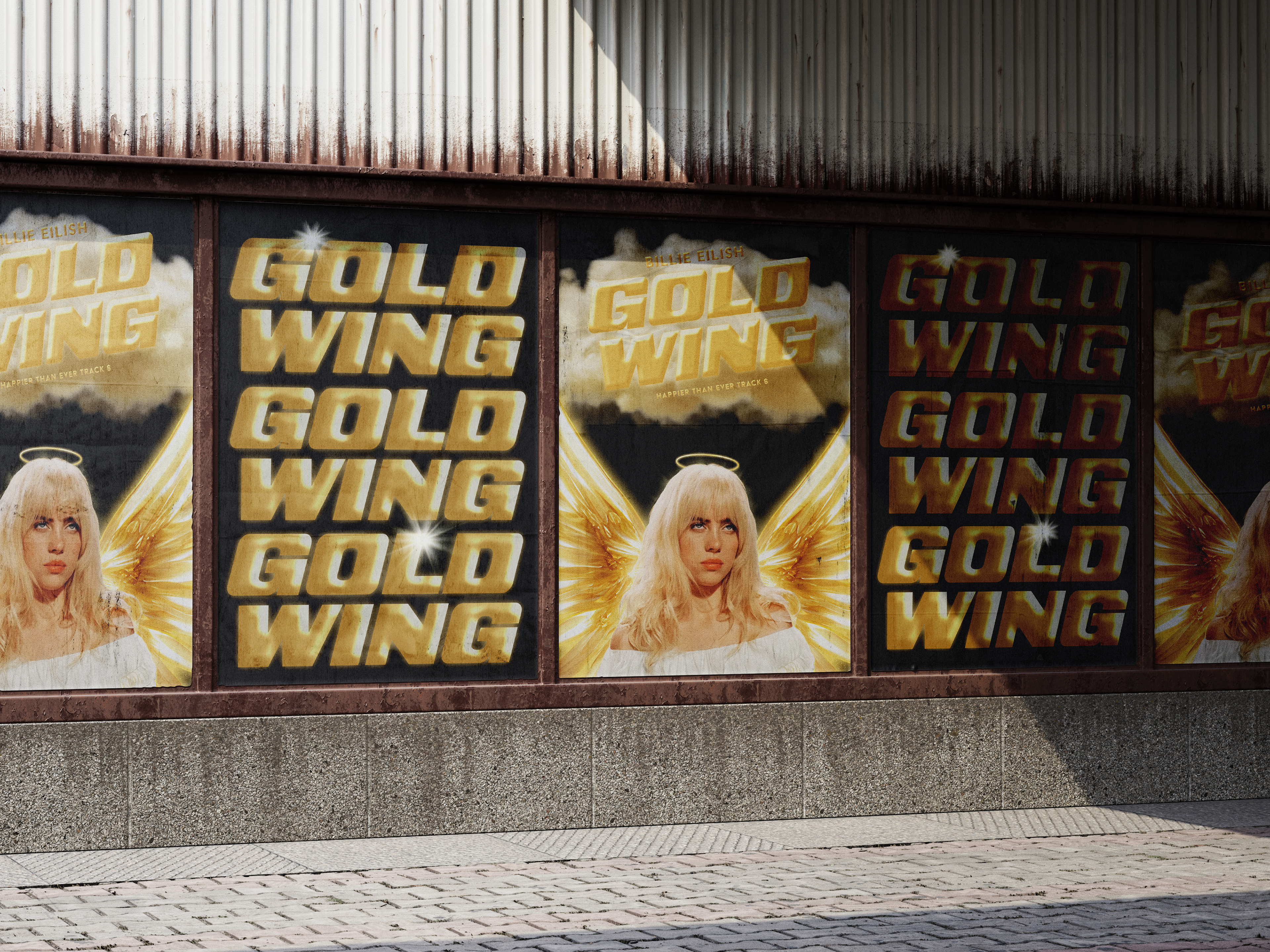 Wildposting for Billie Eilish's song GOLDWING.