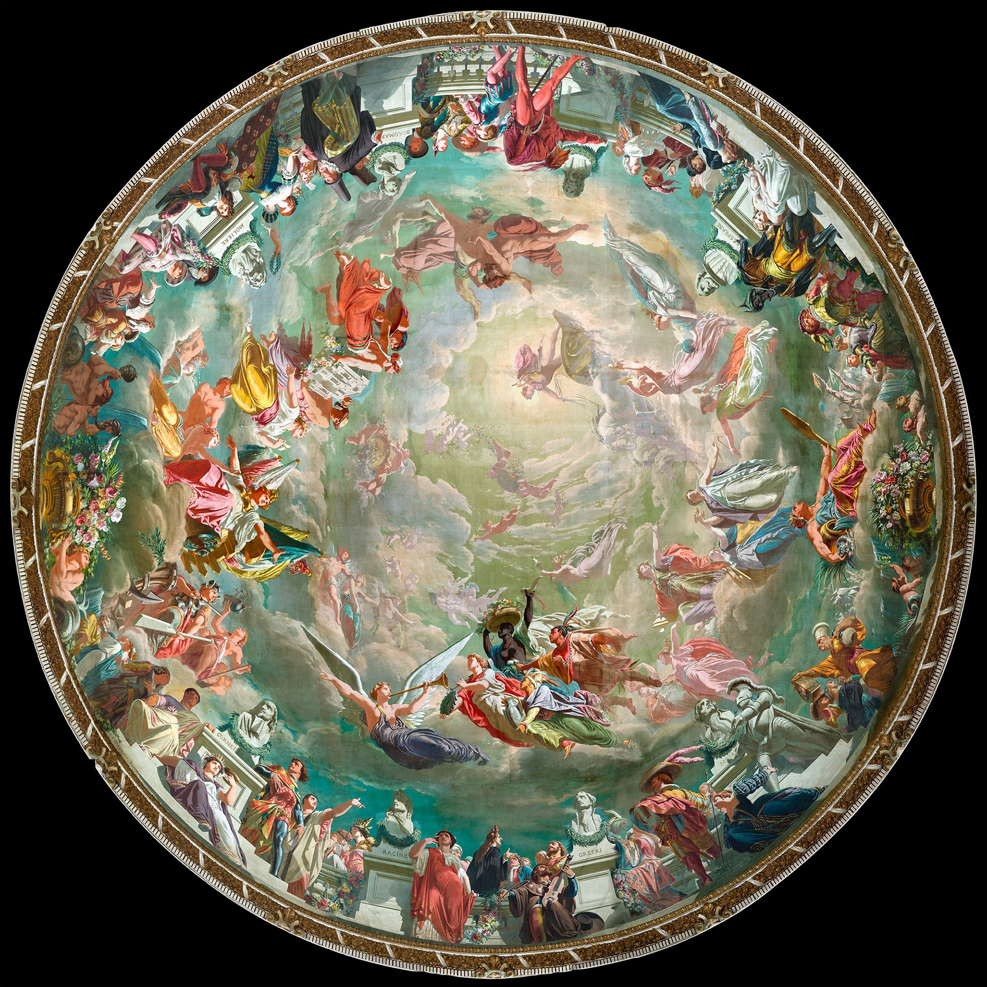 Plafond de l'opéra de Toulon, assemblage de 12 images