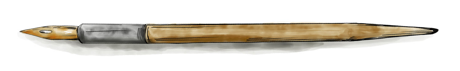 Watercolor Vintage Calligraphy Pen Illustration