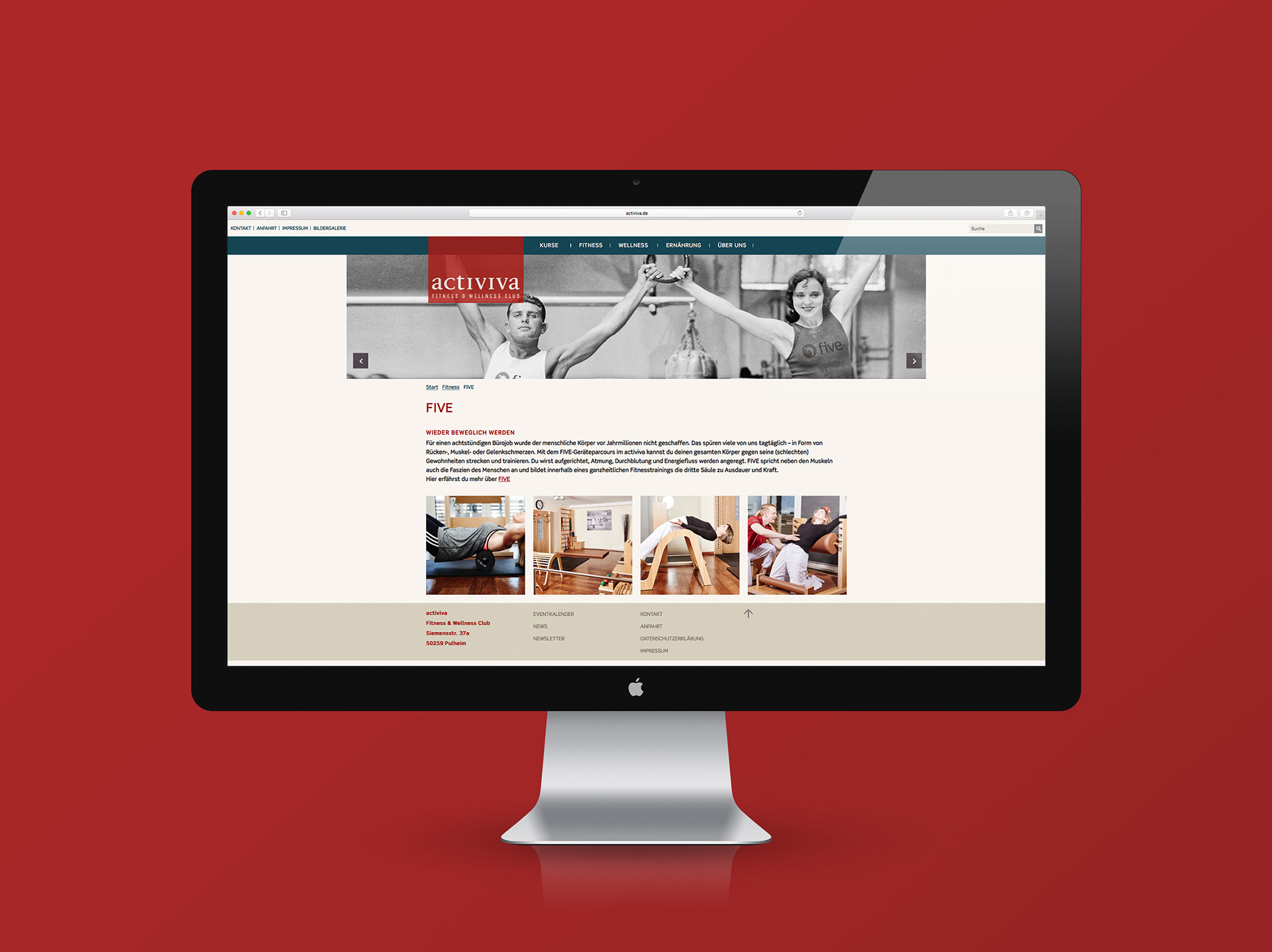 Website für den Fitness und Wellness Club activiva in Pulheim, five-konzept | berensdesign