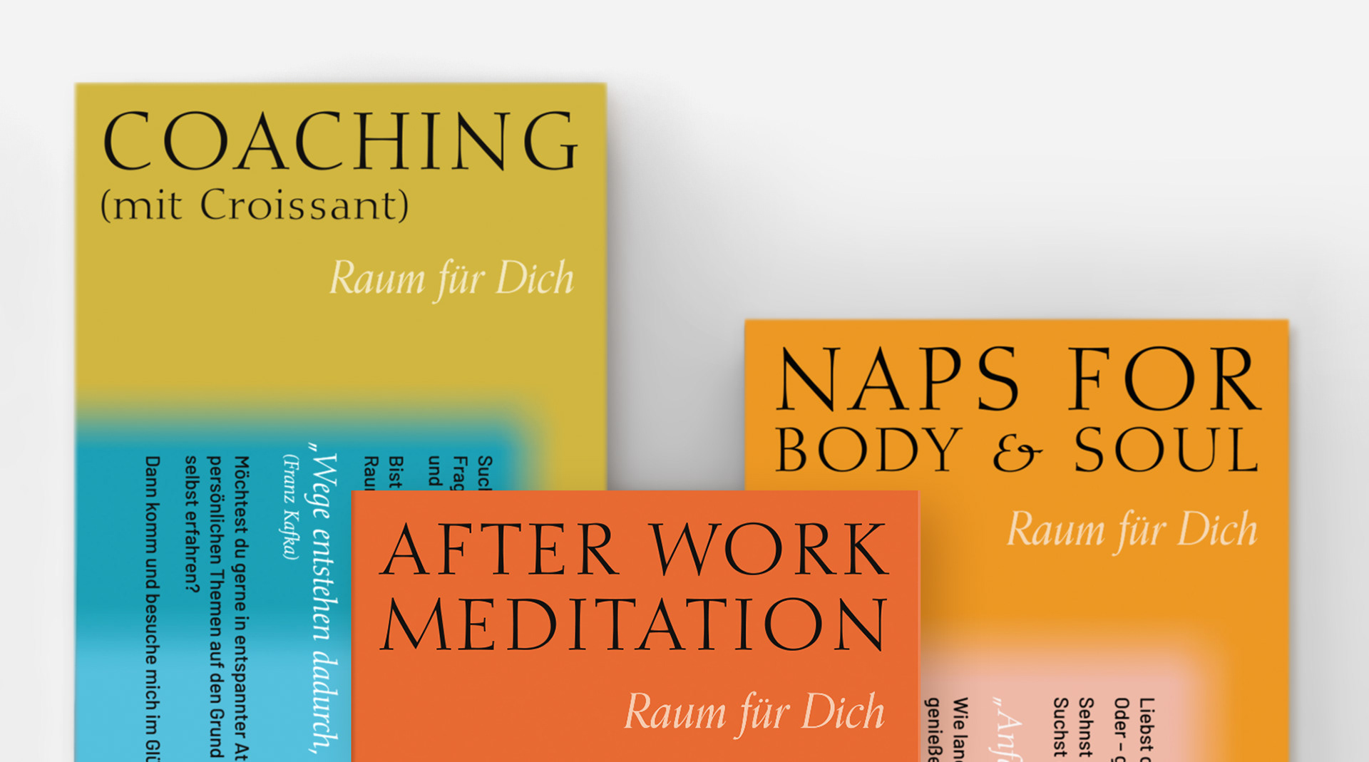 Flyer Glüxraum für die drei Hauptthemen