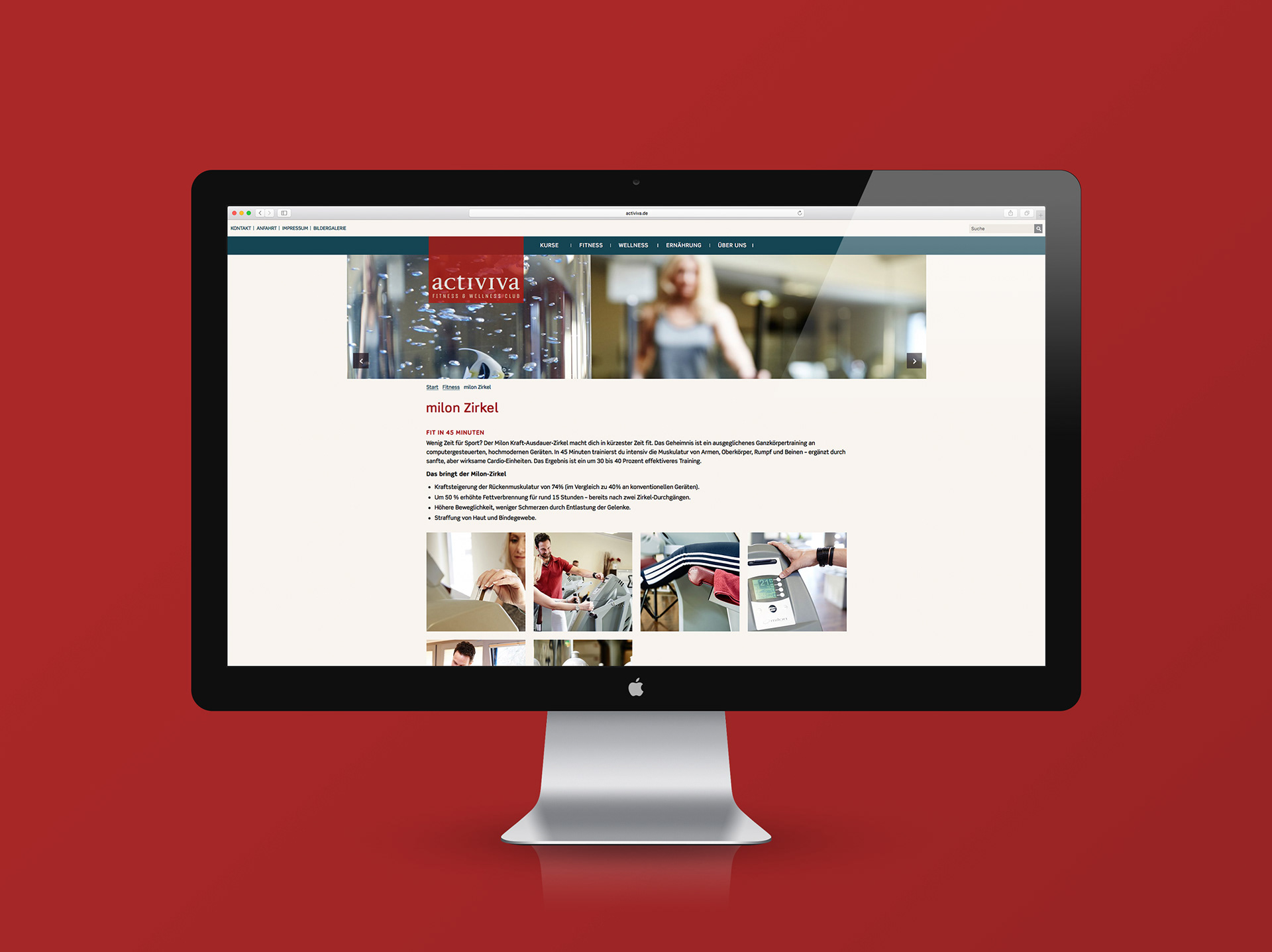 Website für den Fitness und Wellness Club activiva in Pulheim, milon Zirkel | berensdesign