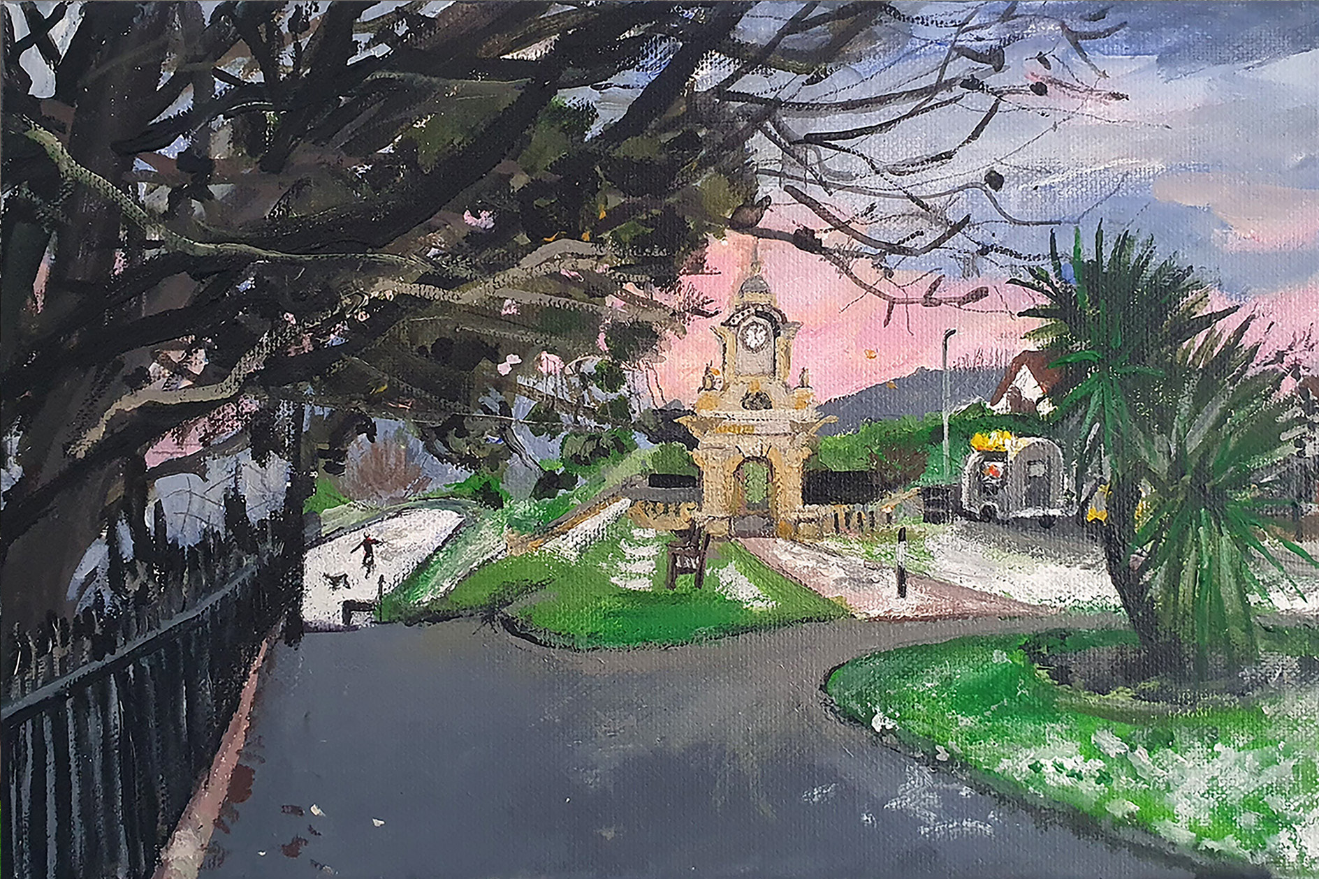 Clocktower with coffee van