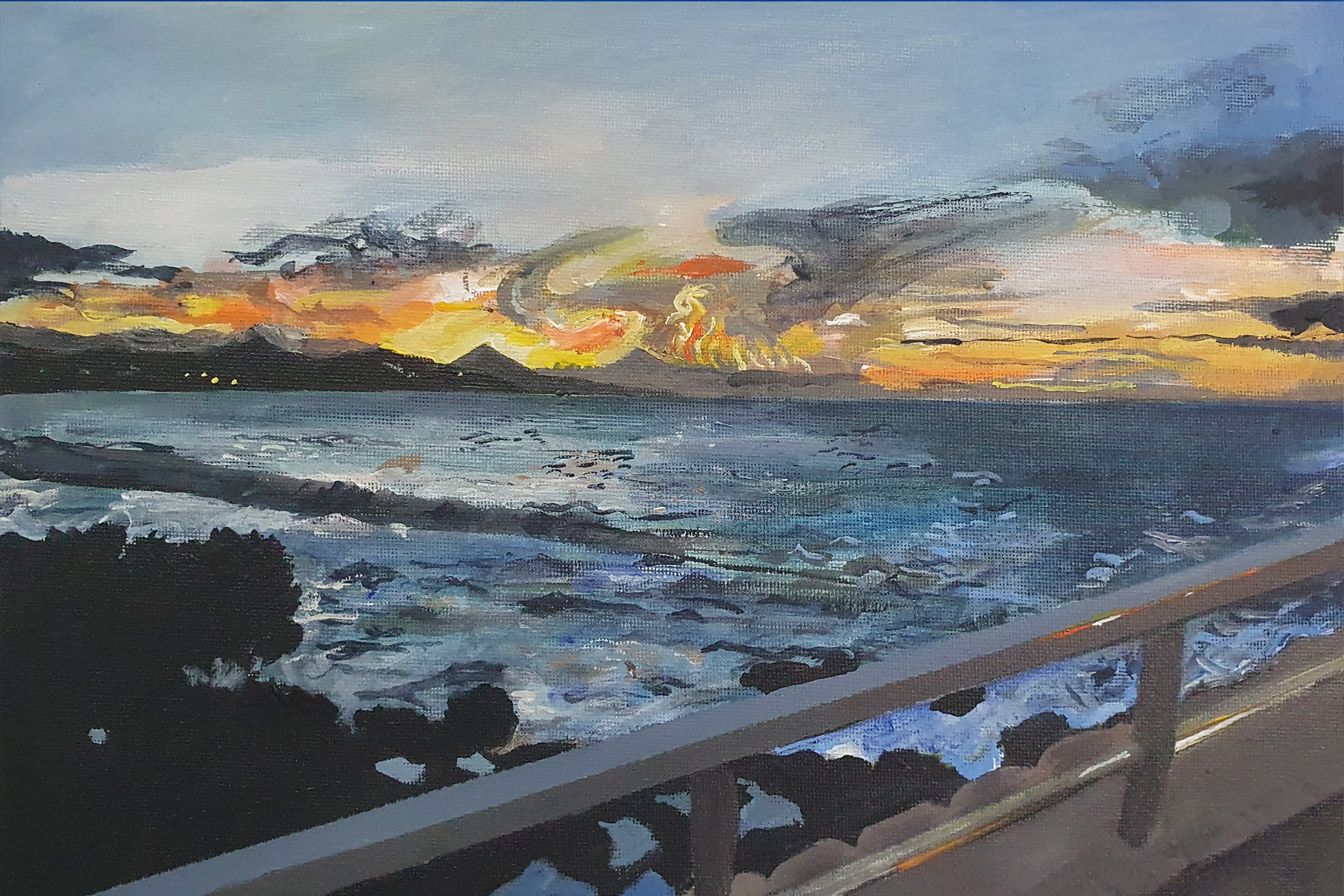 Evening sky looking towards Tenerife from corner by Amigo Camilo Restaurant