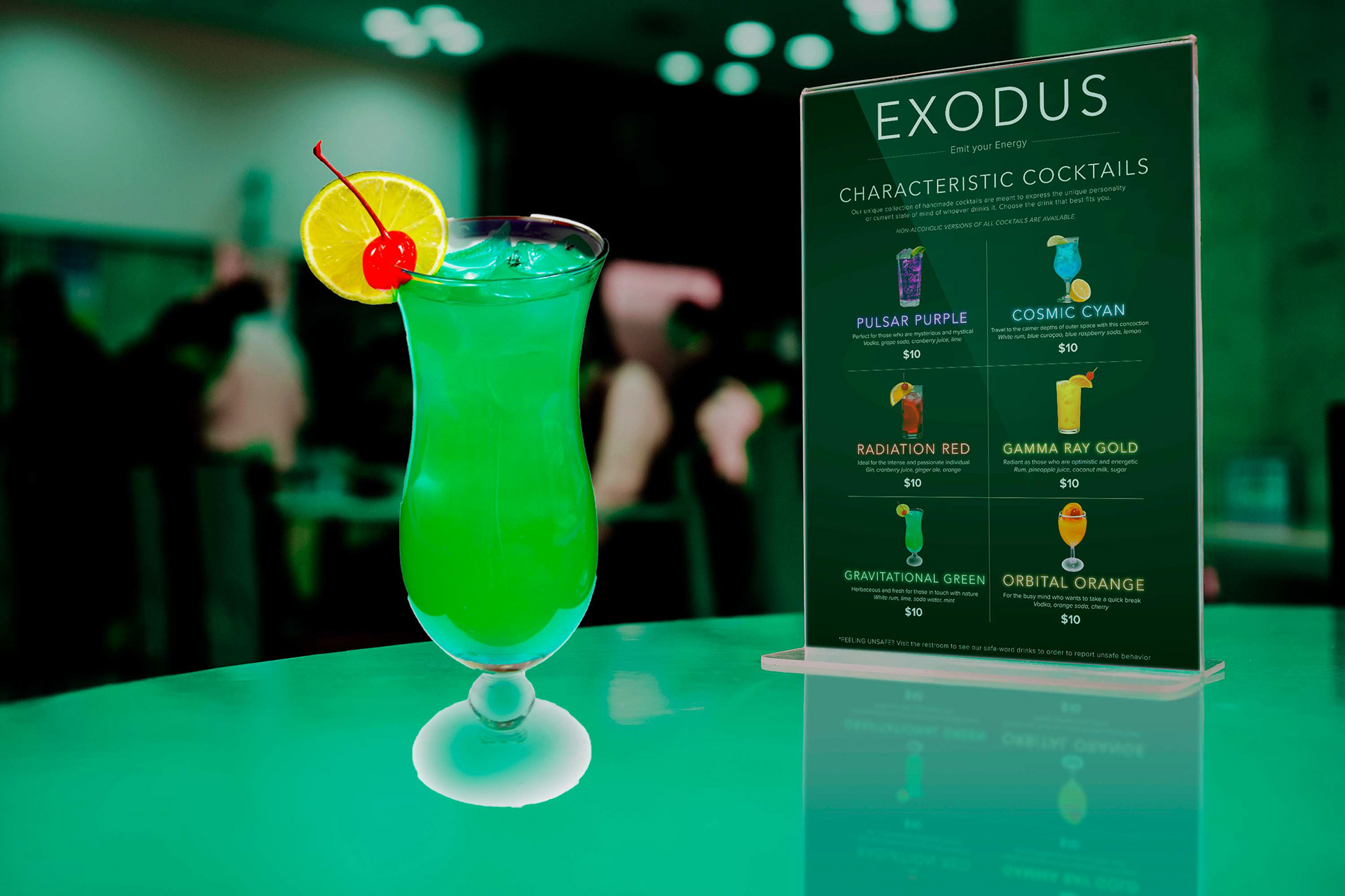 Characteristic Cocktail Menu in Application