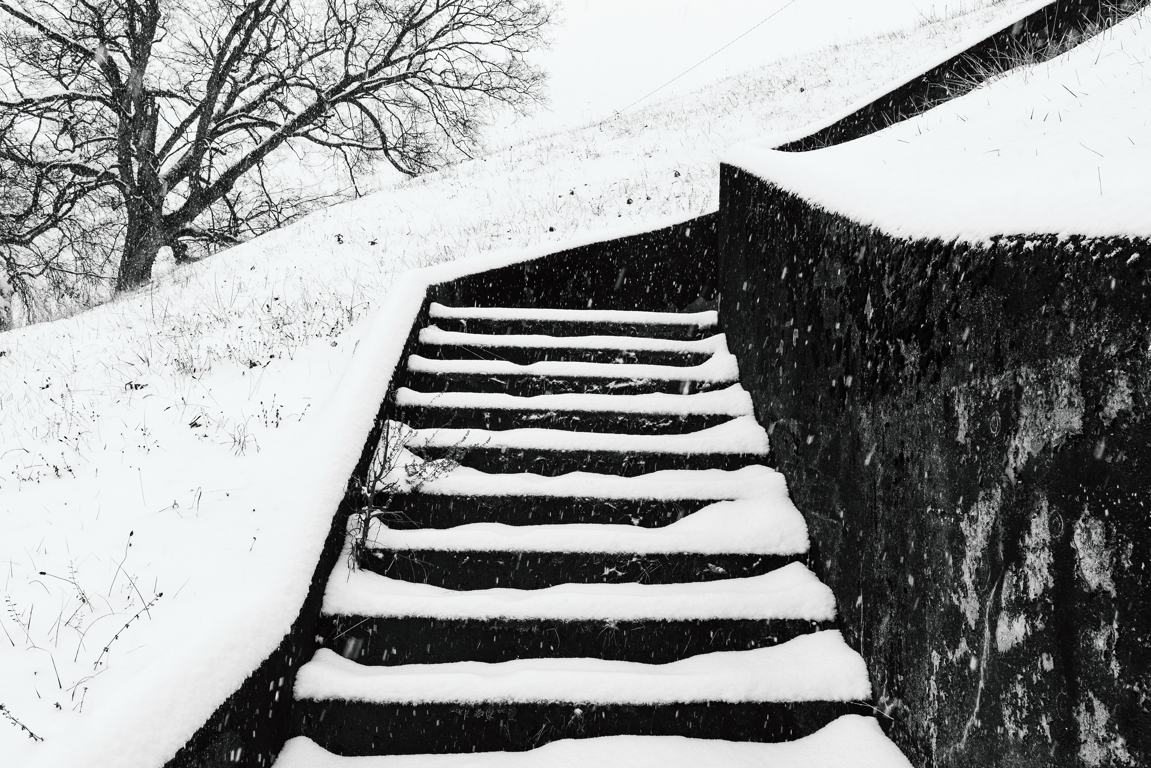 Snowfall on the Old Staircases at Old Sevier.