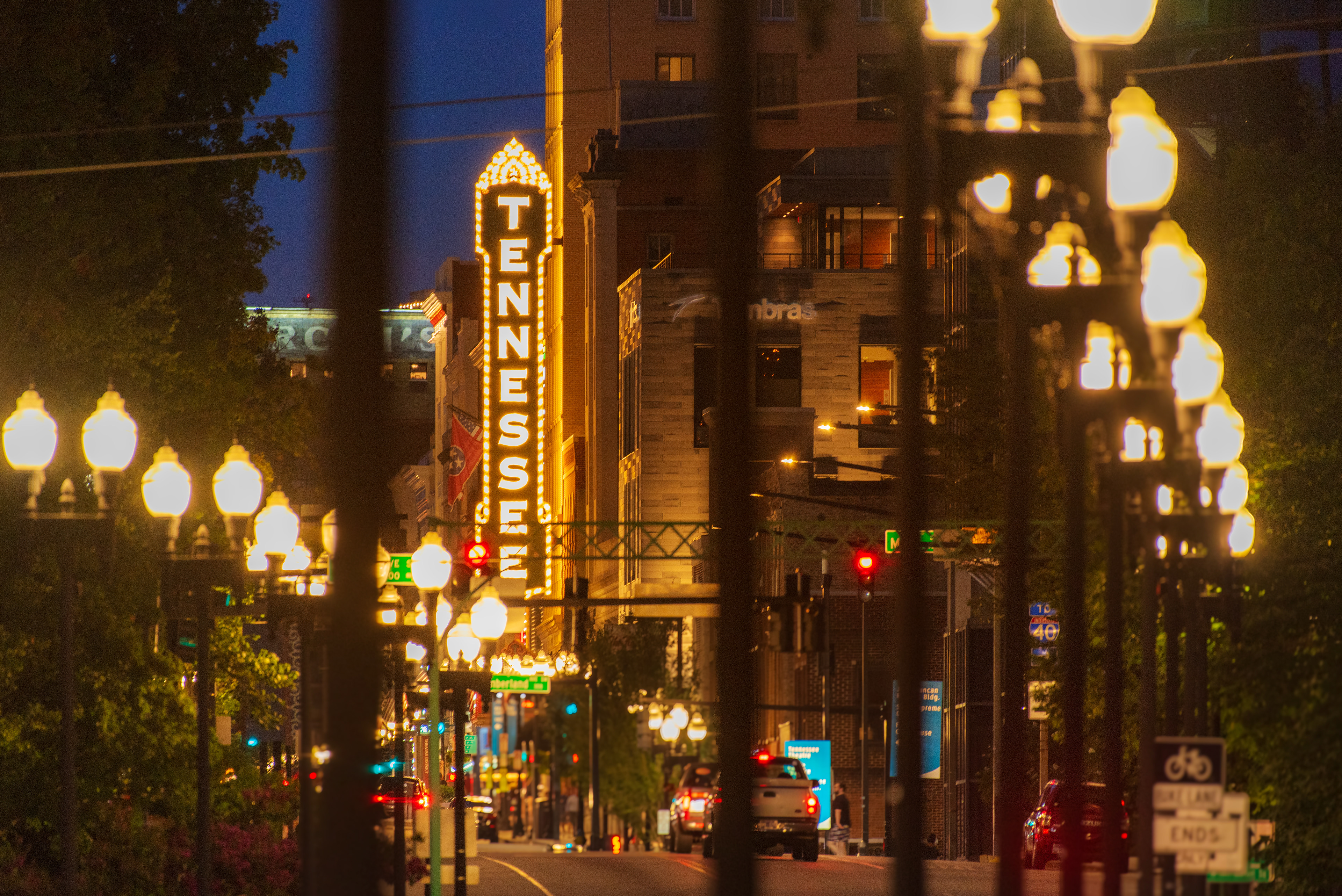 Lit Sign of the Tennessee Theater, Knoxville, TN.