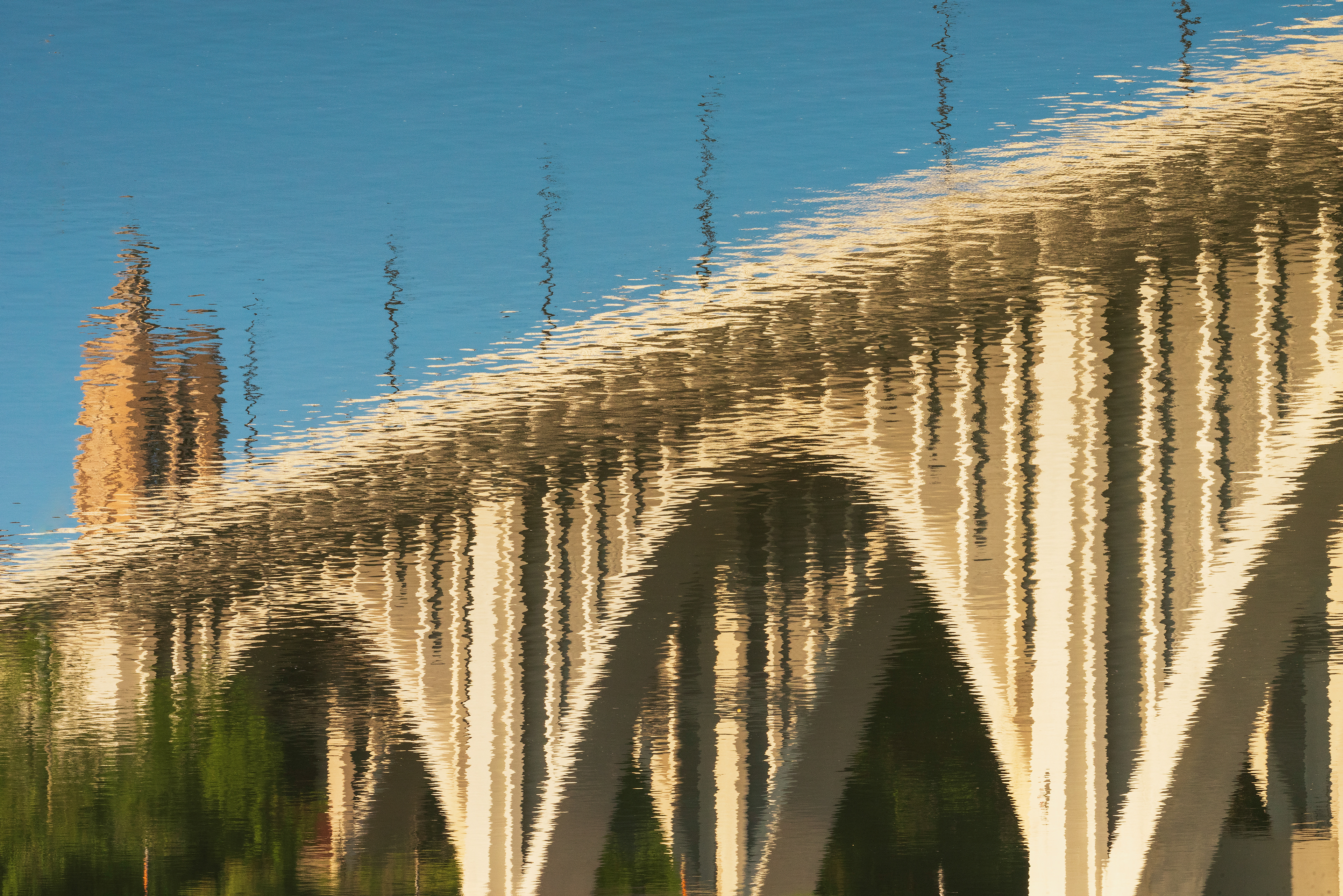 The Henley Bridge Reflected in the Tennessee River, Knoxville, TN.