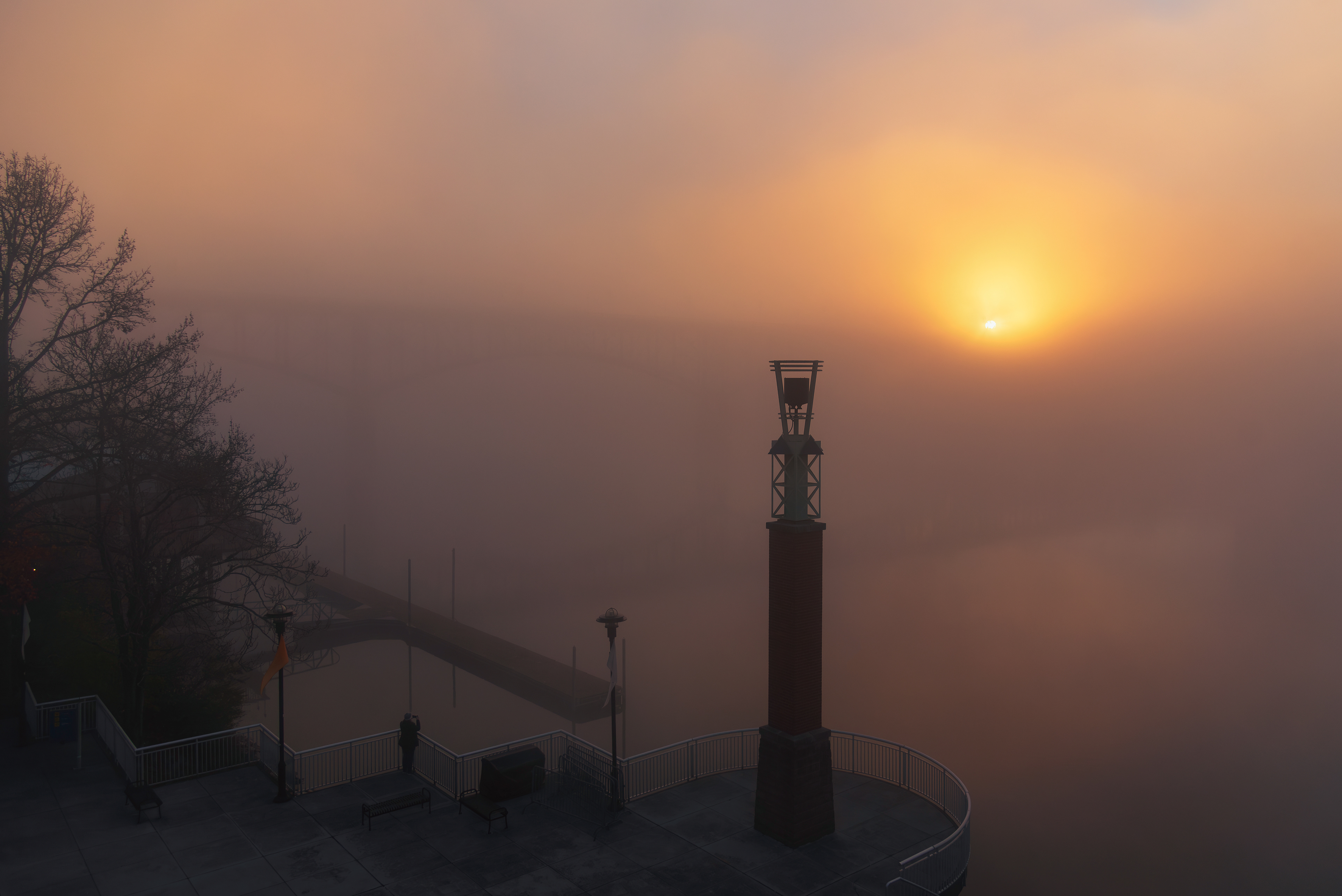 Sunrise Over Gay Street Bridge and Volunteer Landing.