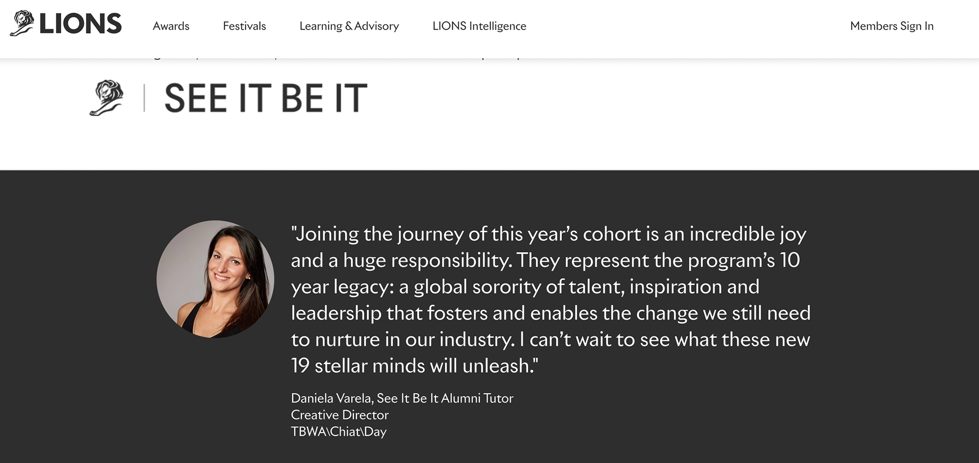 Cannes Lions See it Be It Alumni Tutor 2024