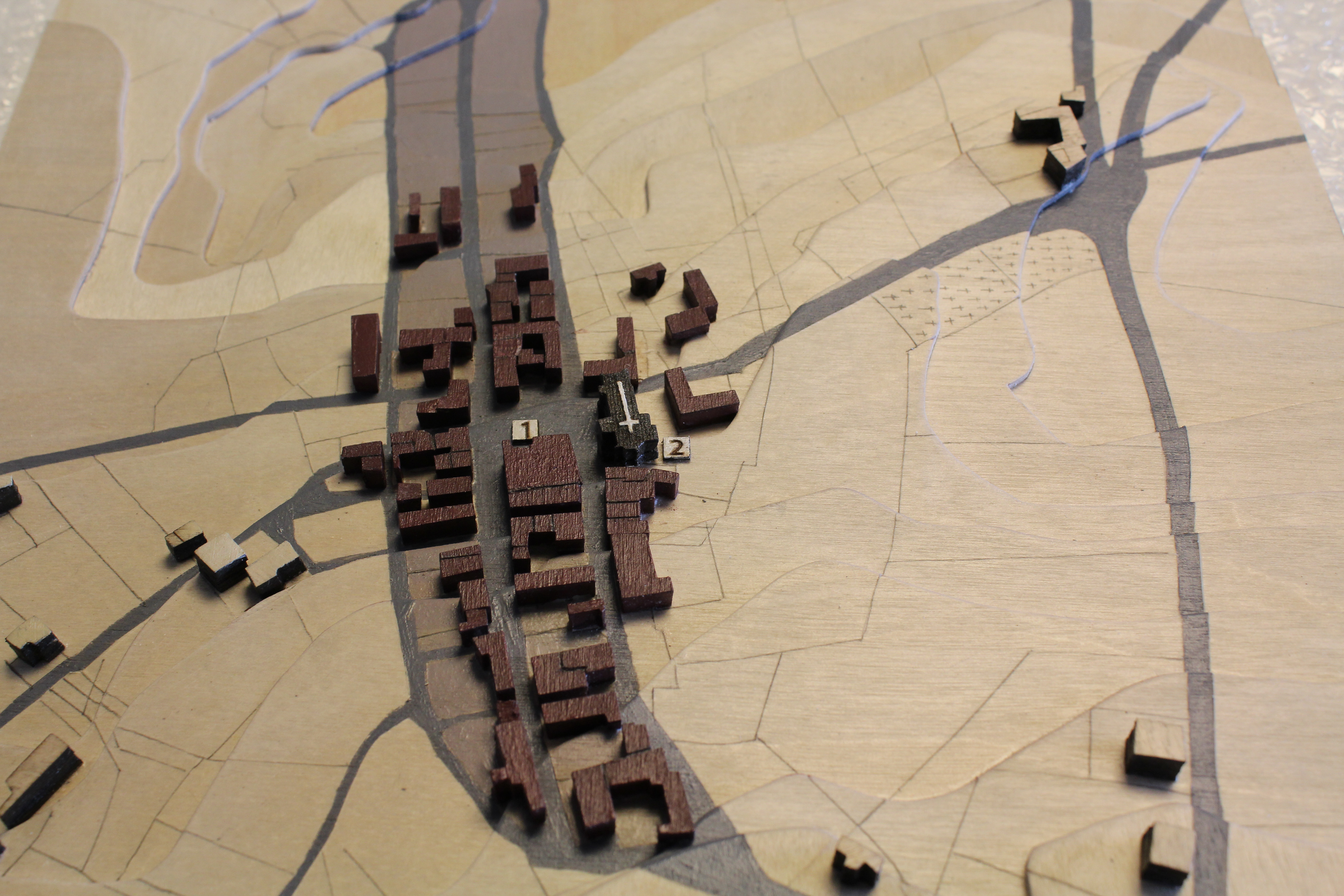 Détail de la maquette de la ville de La Bastide l'Evèque