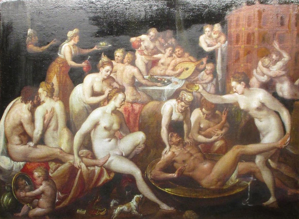 Reproduction d'après un original de Bernaert de Rijckere, Le festin des dieux, Huile sur toile, XVIe siècle, collection Musée des beaux Arts de Rennes
