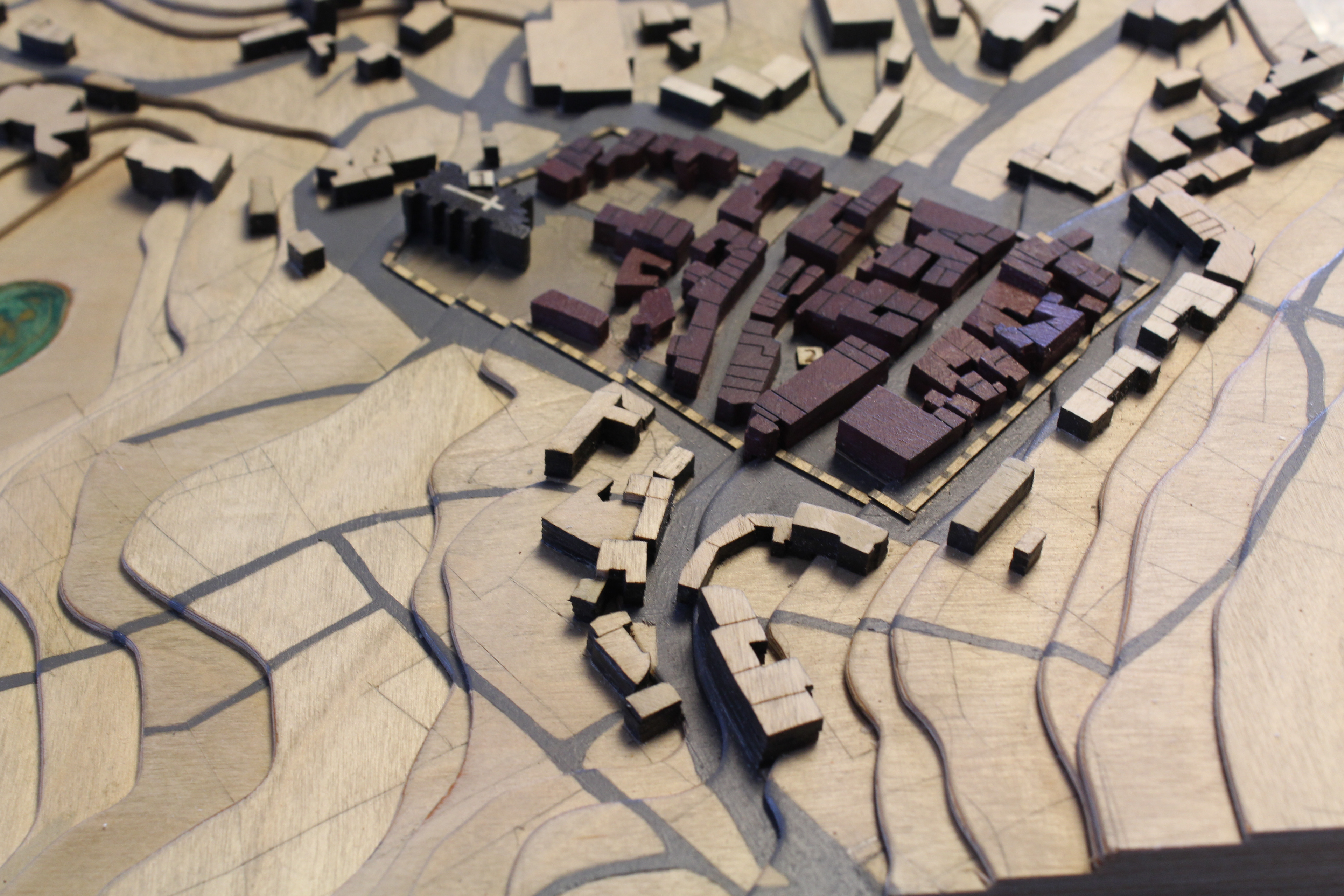 Détail de la maquette de la ville de Rieupeyroux