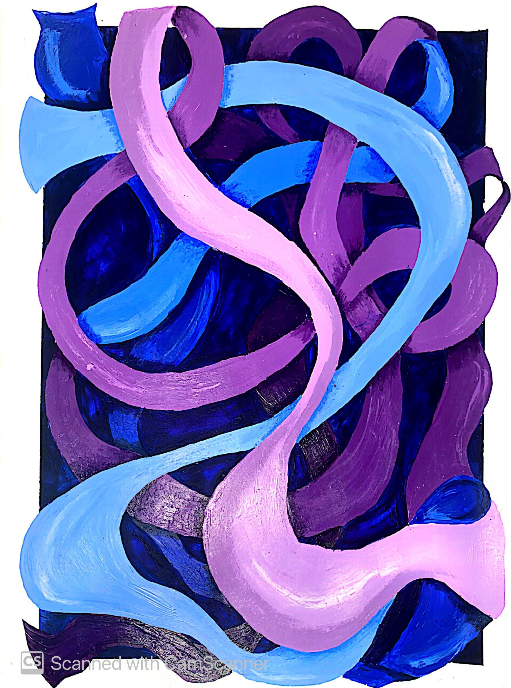 Ribbon Painting. 2023. Acrylic on cotton paper 10" x 12"