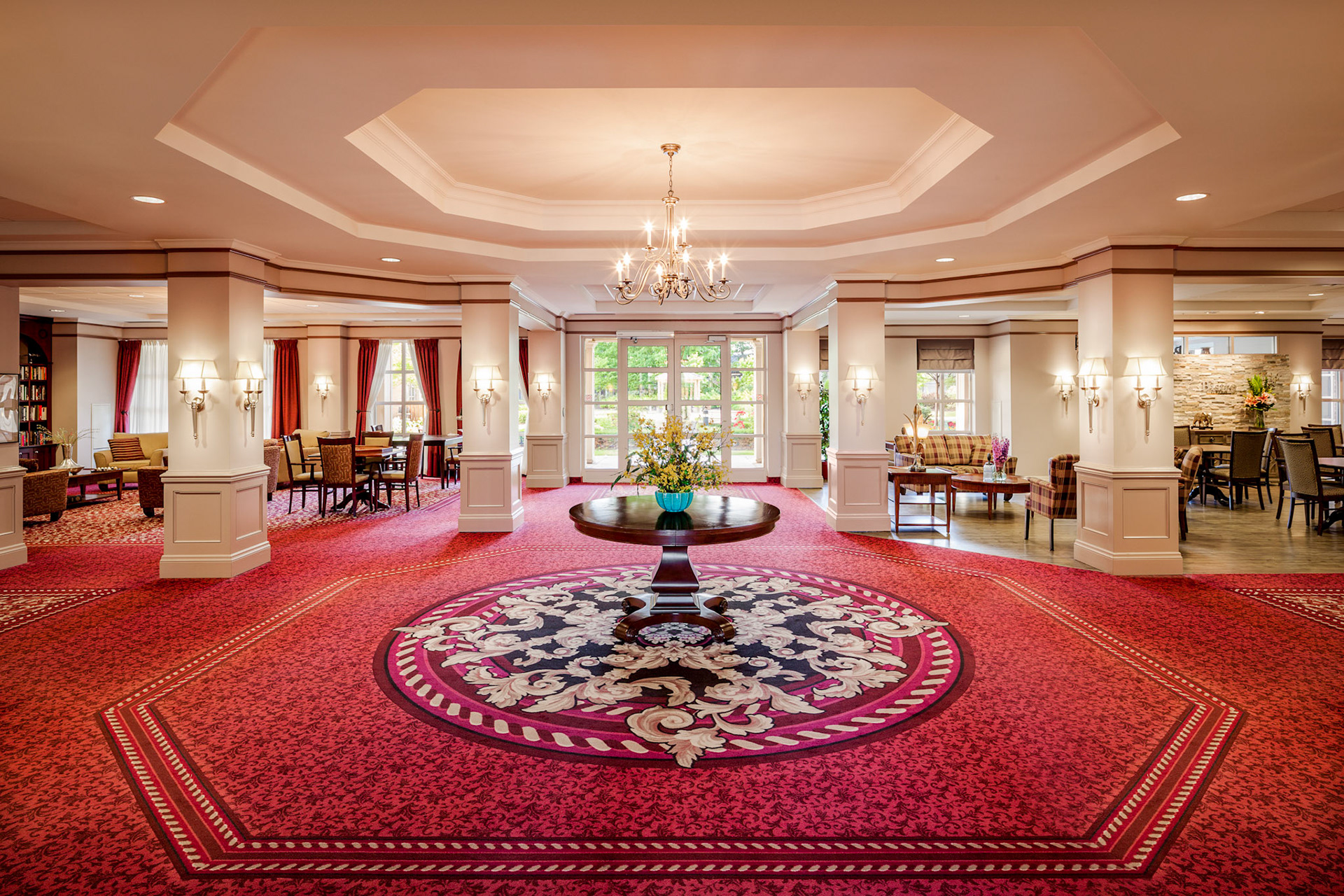 The lobby at Robert Speck Retirement Residence in Mississauga, Ontario