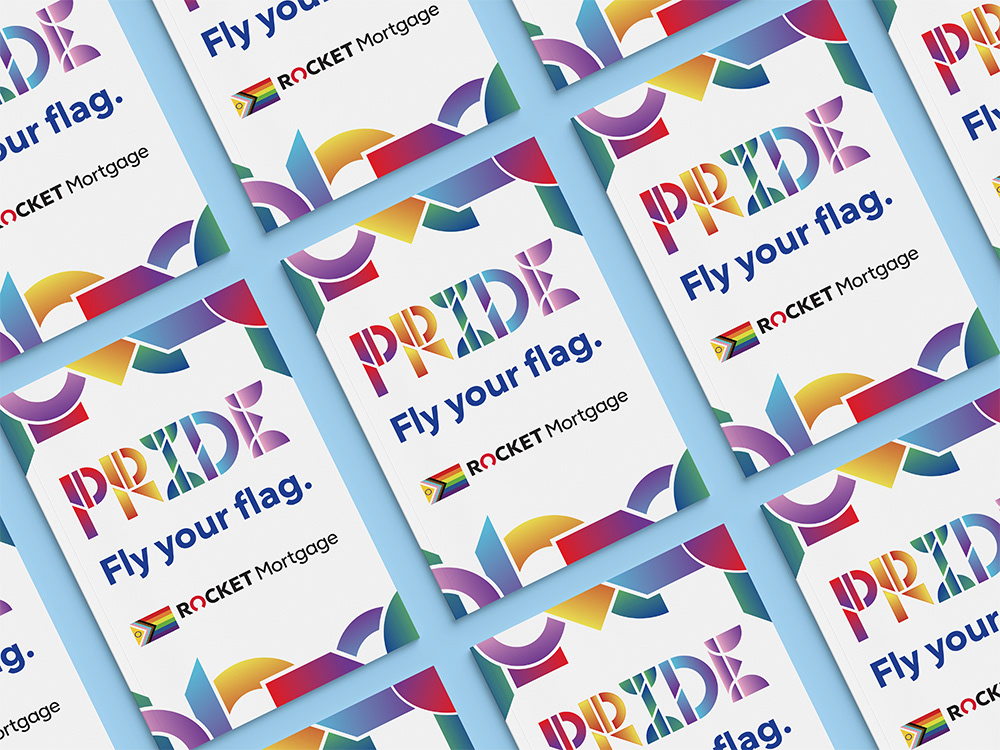 Repeating grid of flyers showing off the vibrant branding
