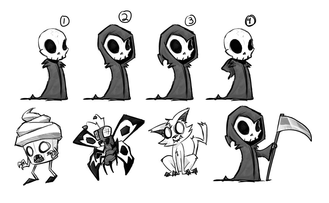 Character Concept Sketches For A Side Scrolling Video Game