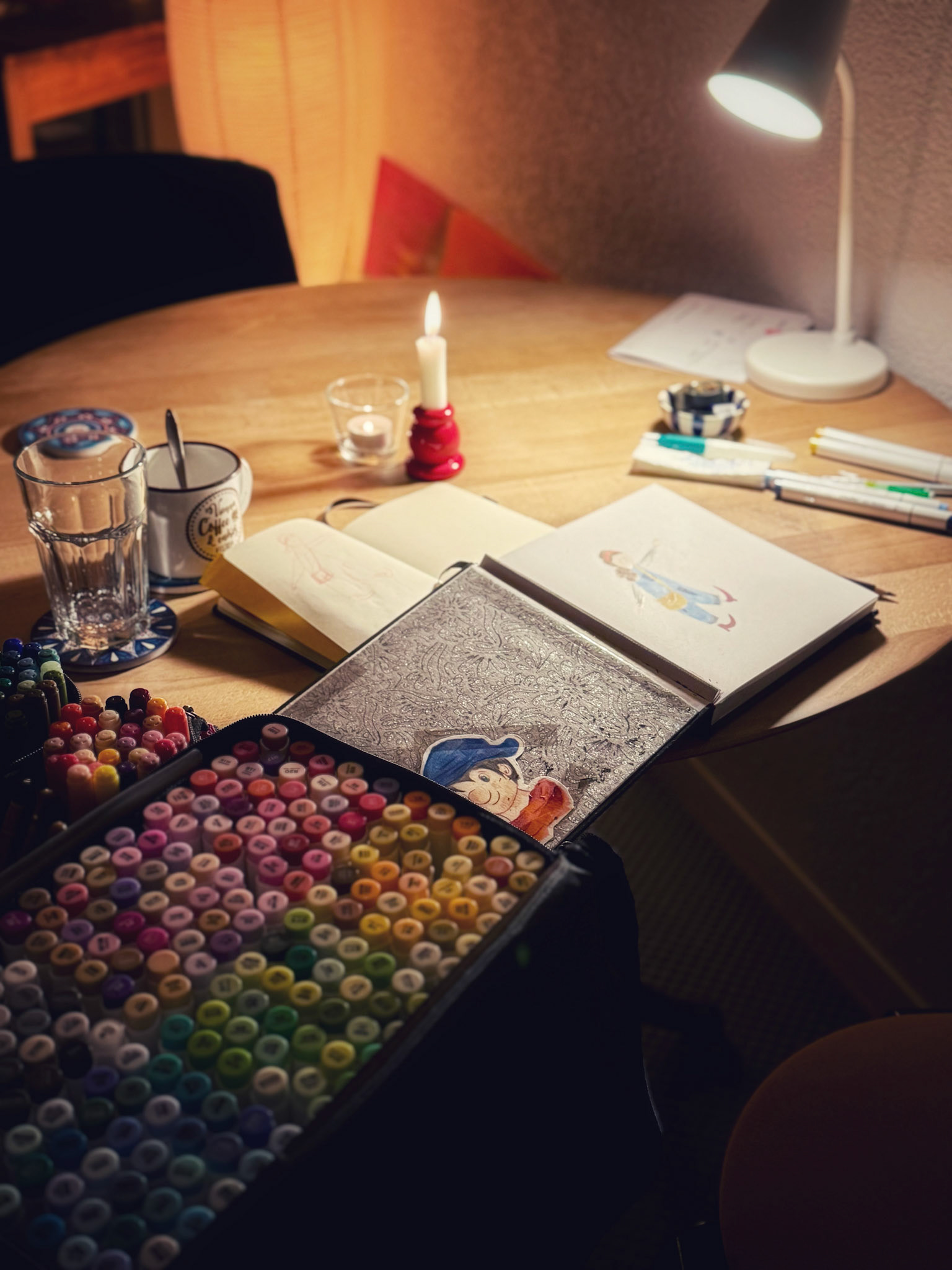 quite evening - only me and my pencils.