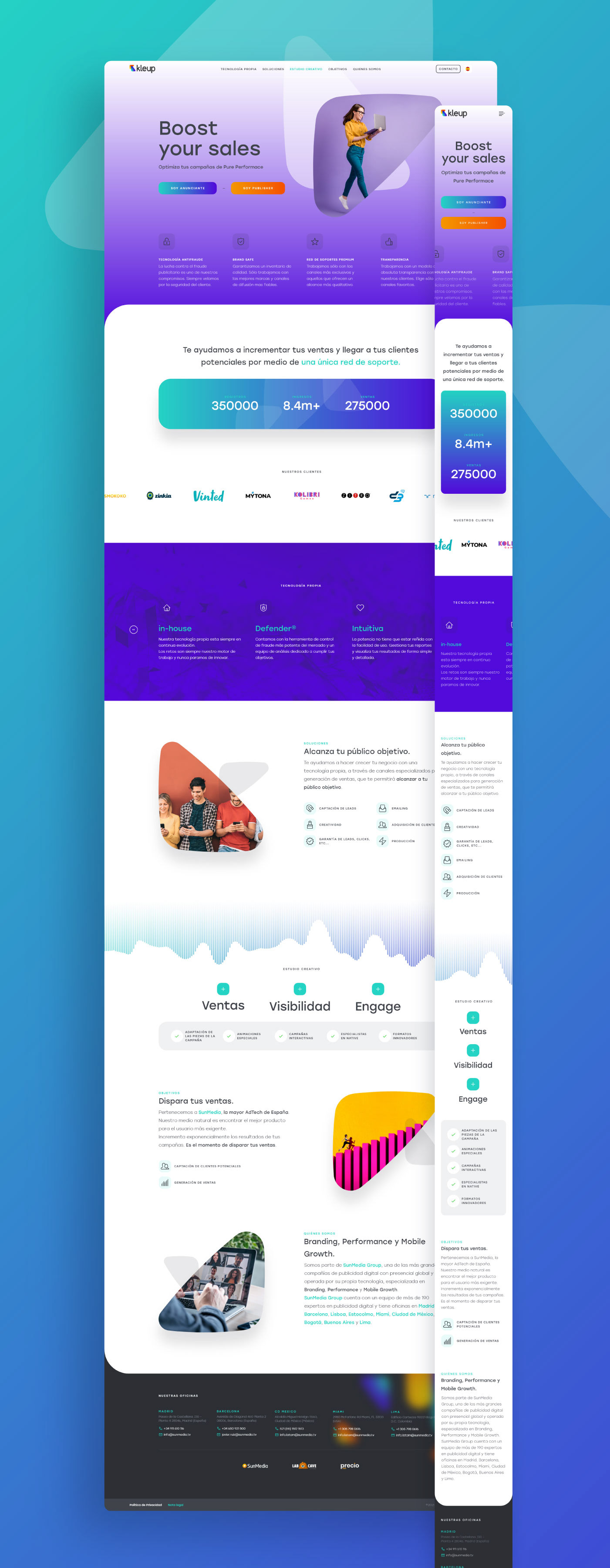 Kleup website mockups