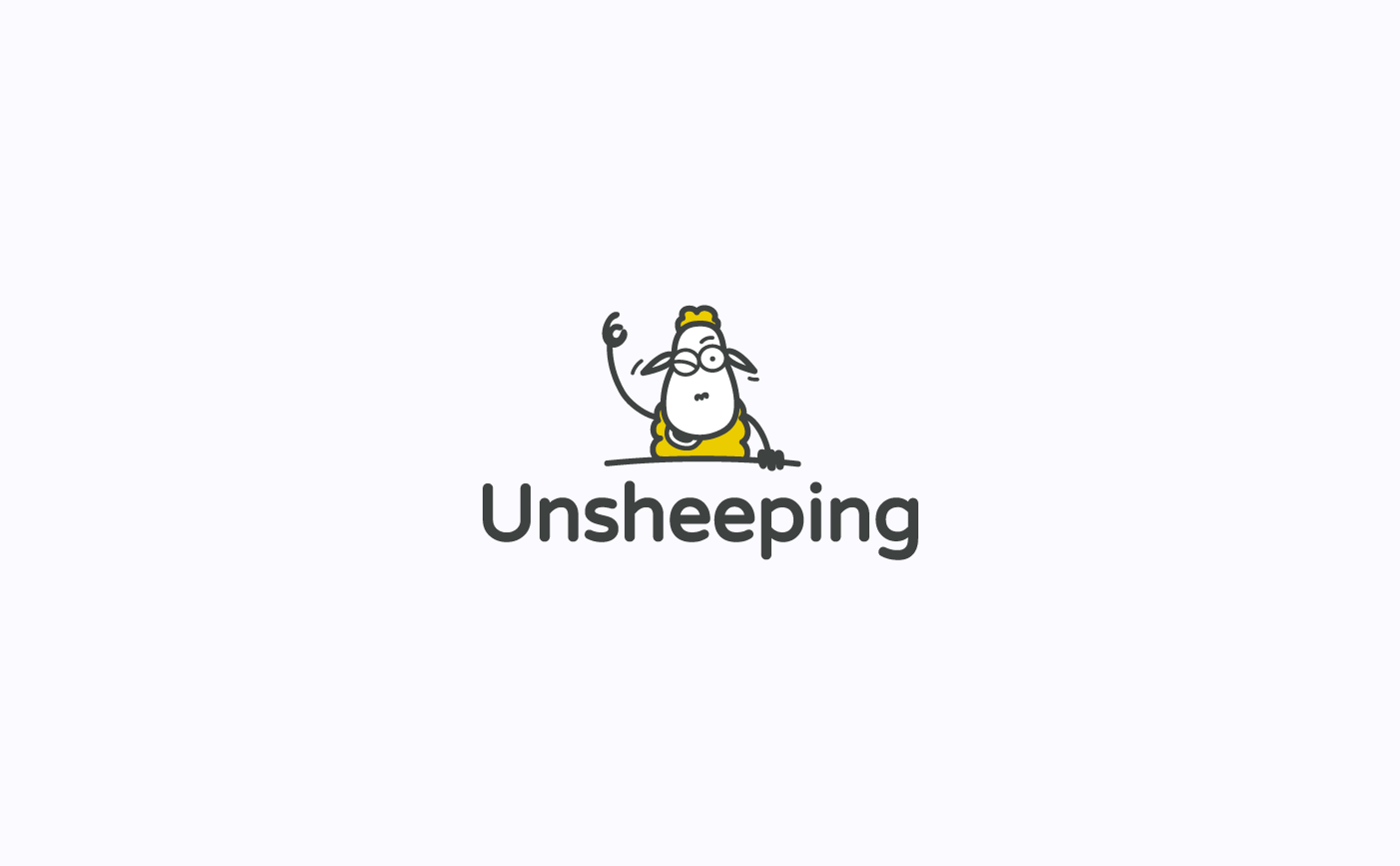 View of the final version of "Unsheeping" logo on light bakground