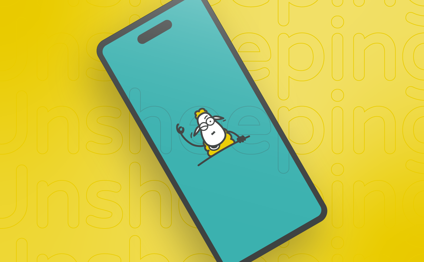 View of Unsheeping logo on a mobile
