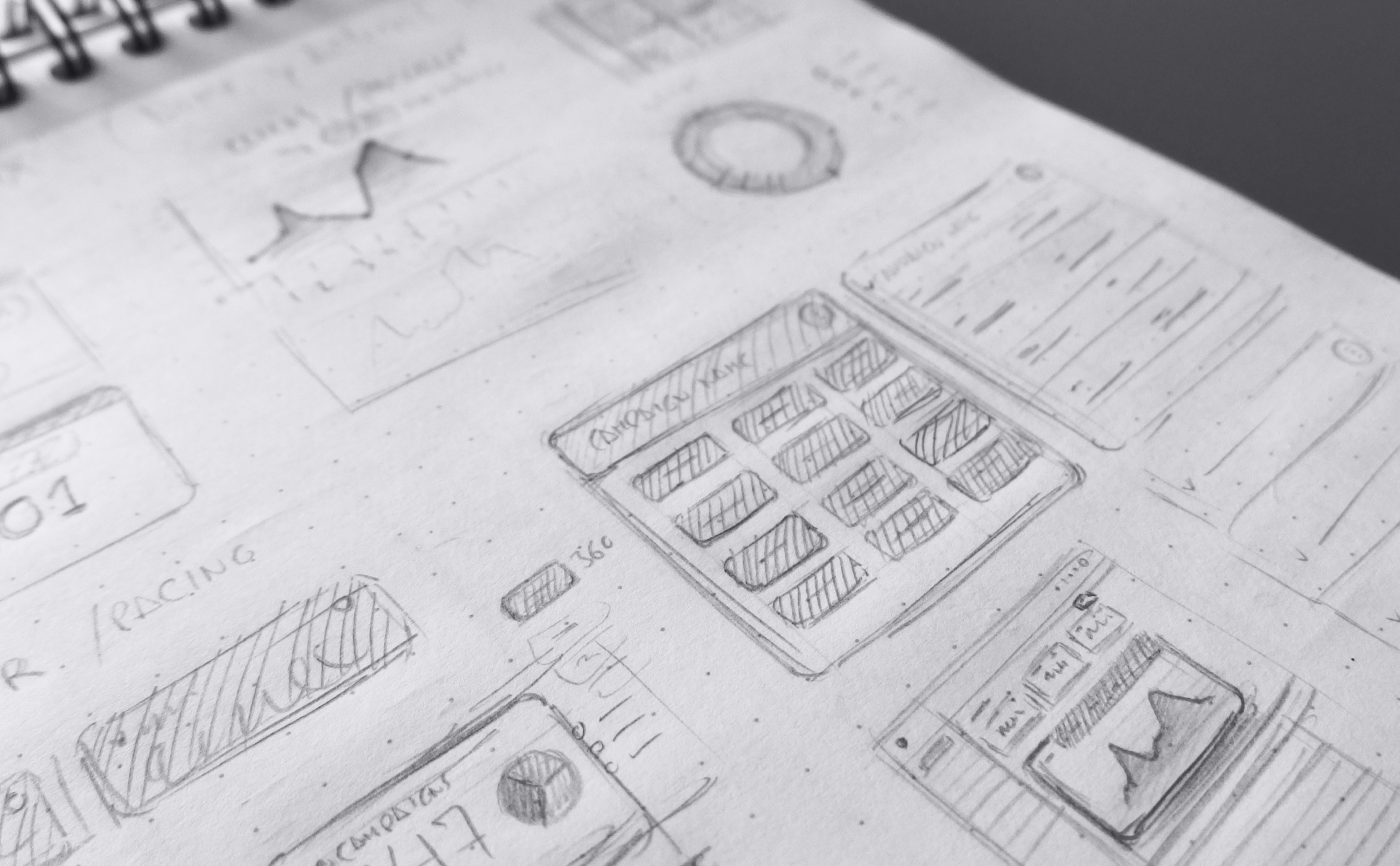 Rough paper sketches of Sunmedia Dashboard