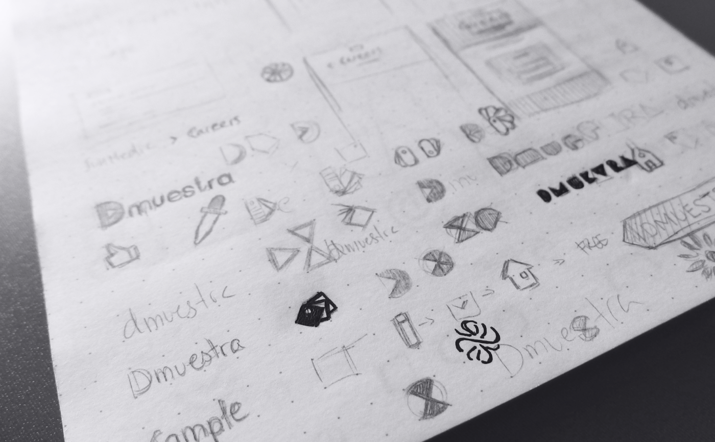 image of initial sketches of Dmuestra logo