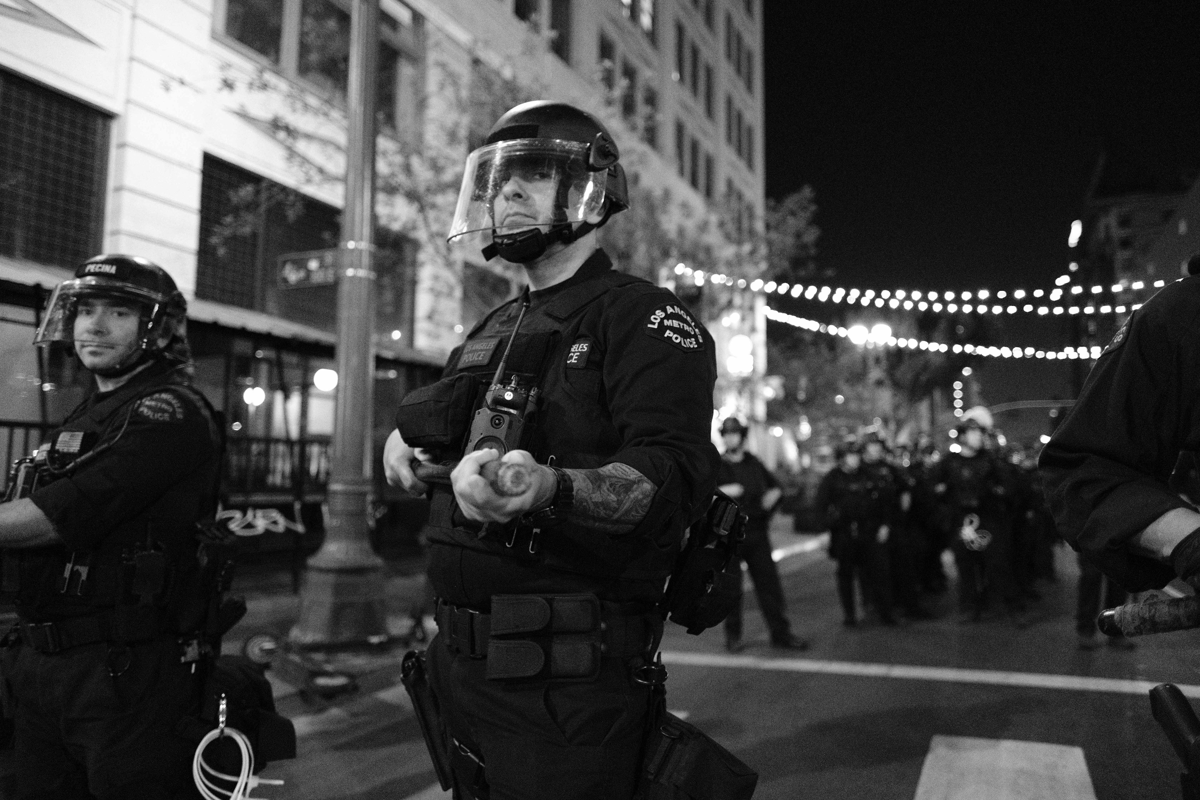 The only LAPD cop that night that didn't roll down his sleeves after I reminded the others that showing tattoos is against policy.