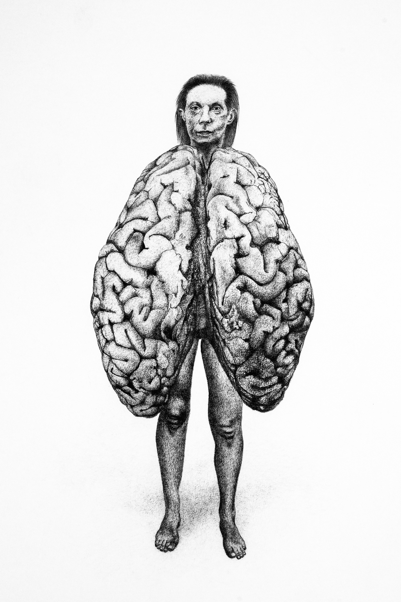 Braincoat. Graphite on paper, 42 x 28 cm.