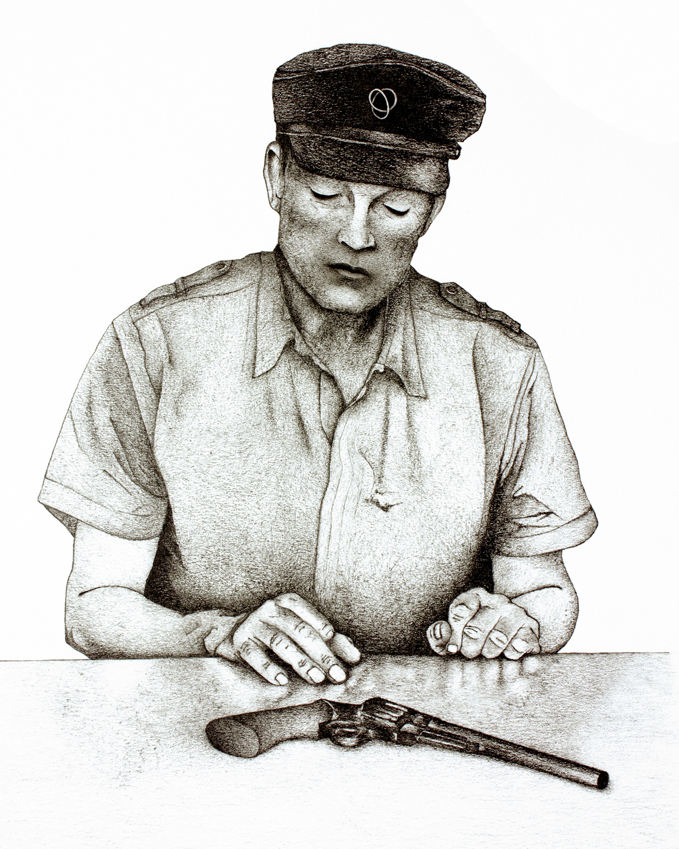 Gun 2.   Pencil and Paper.   40x30 cm.