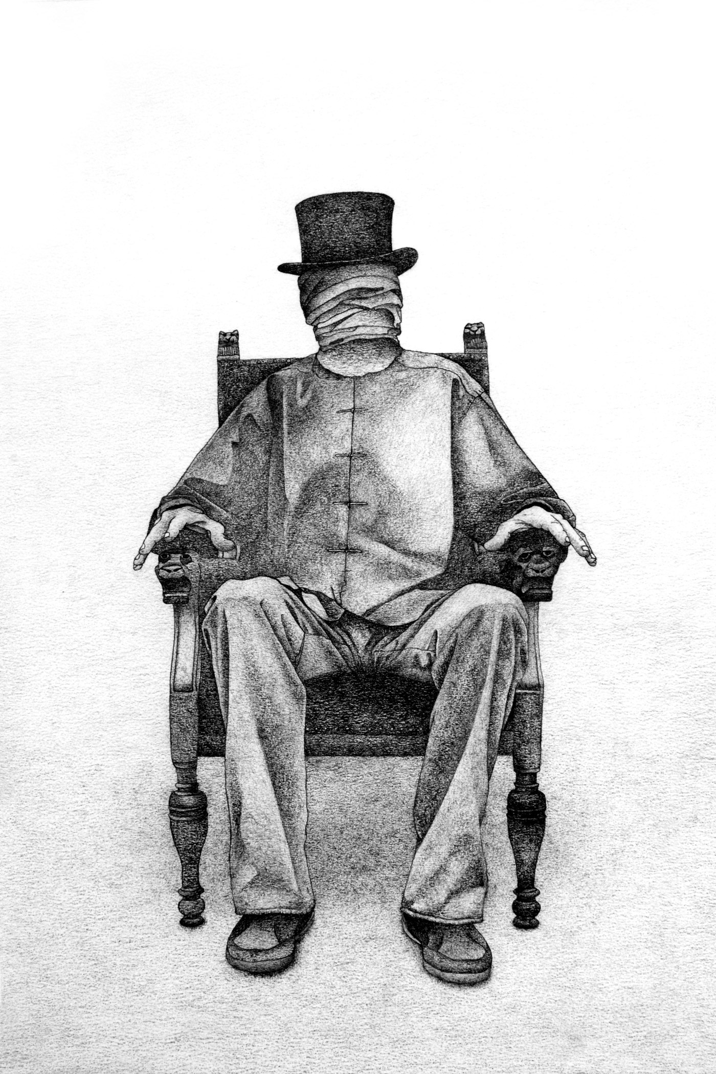 This is the Ghost of James Lee Byars Calling. Graphite on paper, 40 x 30 cm. 