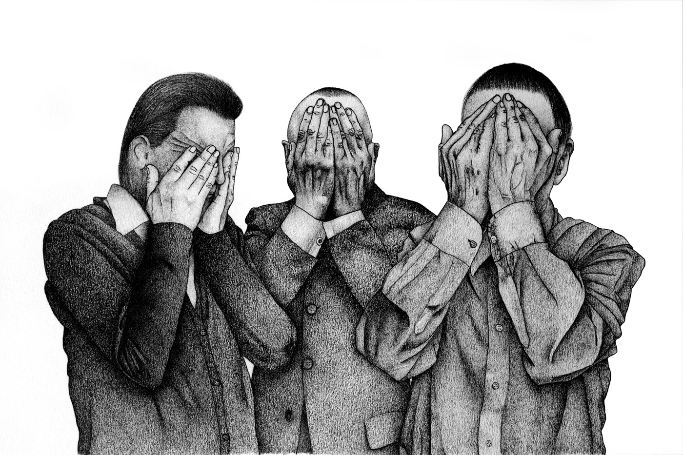 Believers. Graphite on paper, 30 x 40 cm.