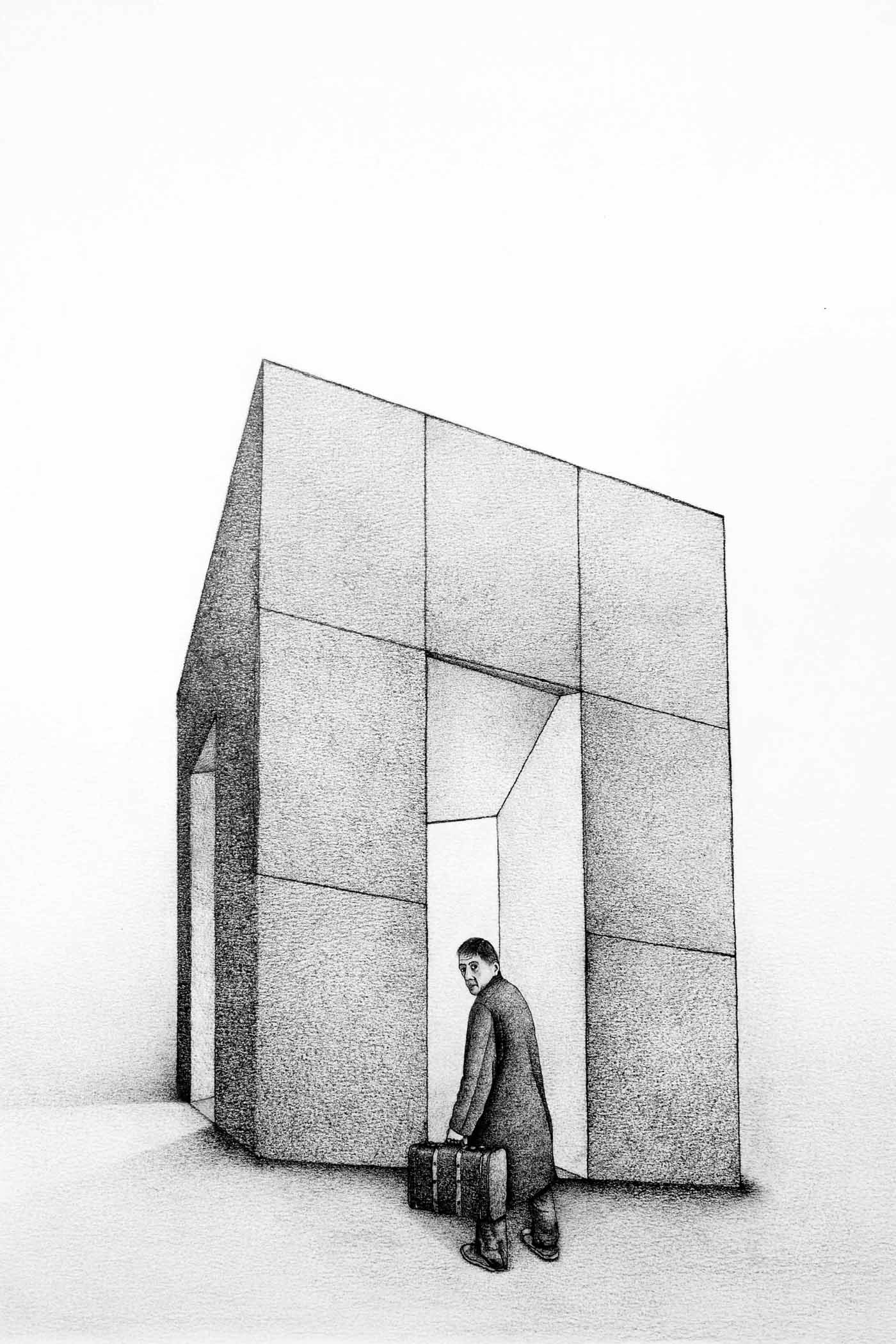 Appointment. Graphite on paper, 40 x 30 cm.