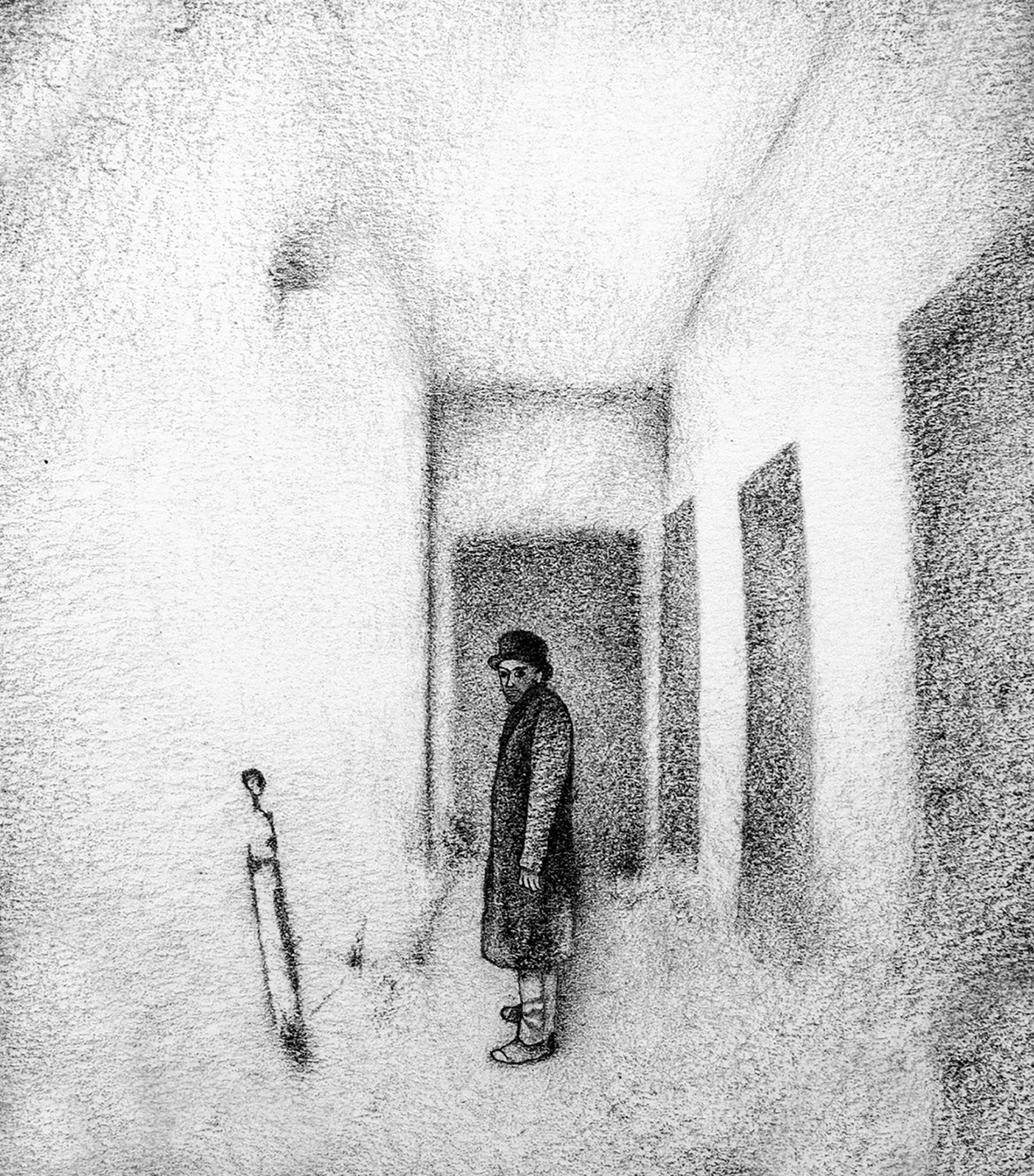 Visitor. Graphite on paper, 15 x 15 cm.