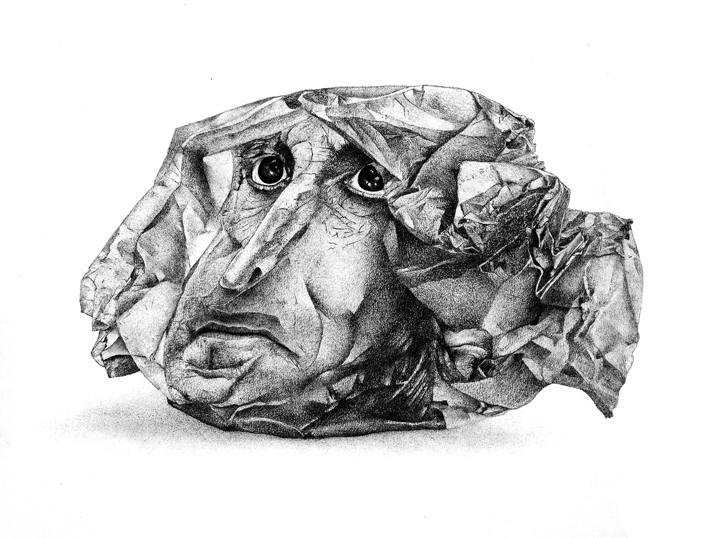 Face 6. Graphite on paper, 30 x 40 cm.