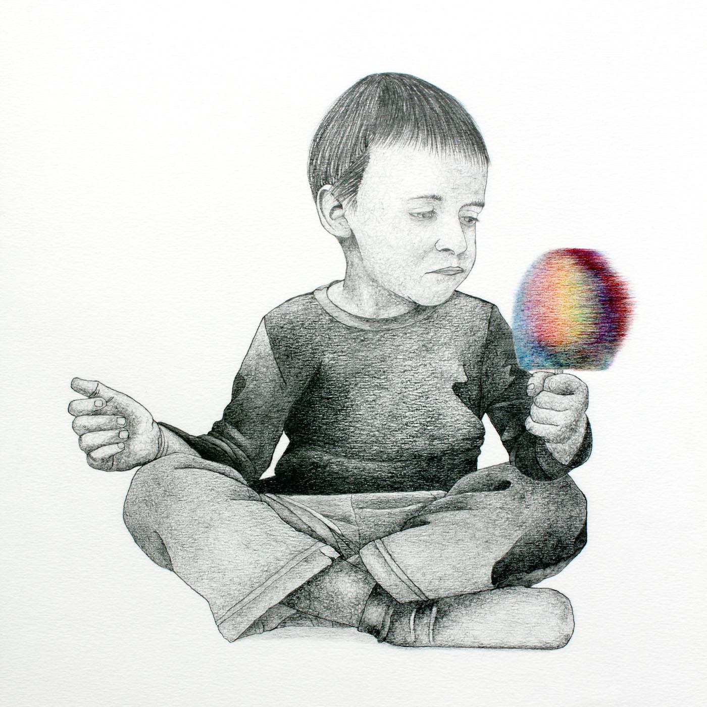 Into Colours 3, graphite  and coloured pencil on paper, 40 x 40 cm.