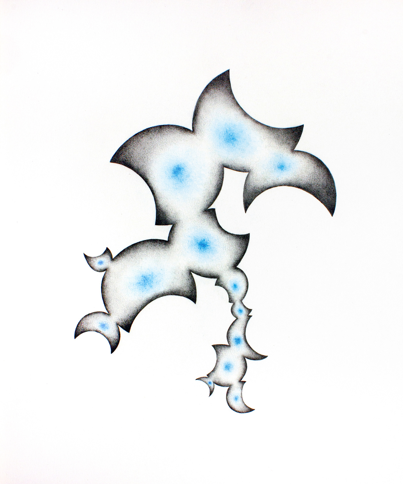 Blue Moon 2, graphite and coloured pencil on paper, 50 x 35 cm.